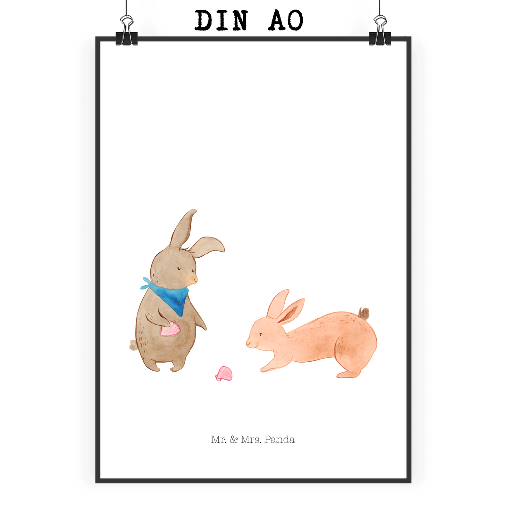 Poster Hasen Muschel Poster, Wandposter, Bild, Wanddeko, Küchenposter, Kinderposter, Wanddeko Bild, Raumdekoration, Wanddekoration, Handgemaltes Poster, Mr. & Mrs. Panda Poster, Designposter, Kunstdruck, Posterdruck, Familie, Vatertag, Muttertag, Bruder, Schwester, Mama, Papa, Oma, Opa, Hasen, beste Freundin, Freundin, Freundinnen, best friends, BFF, Muscheln sammeln, Muscheln, Meer