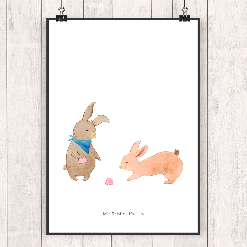 Poster Hasen Muschel Poster, Wandposter, Bild, Wanddeko, Küchenposter, Kinderposter, Wanddeko Bild, Raumdekoration, Wanddekoration, Handgemaltes Poster, Mr. & Mrs. Panda Poster, Designposter, Kunstdruck, Posterdruck, Familie, Vatertag, Muttertag, Bruder, Schwester, Mama, Papa, Oma, Opa, Hasen, beste Freundin, Freundin, Freundinnen, best friends, BFF, Muscheln sammeln, Muscheln, Meer