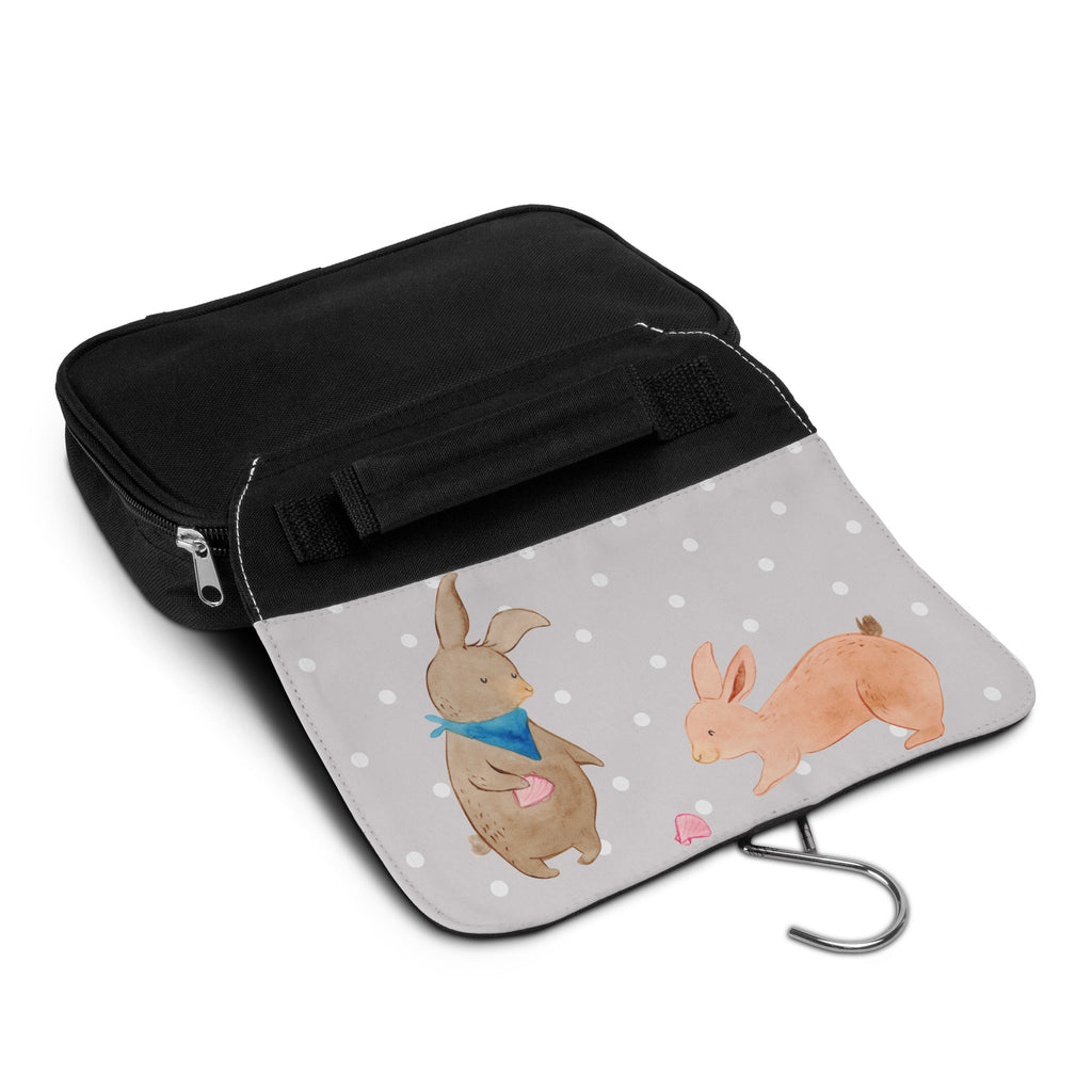 Kulturbeutel Hasen Muschel Kulturbeutel, Zum Aufhängen, Waschtasche, Kosmetiktasche, Damen, Herren, Aufbewahrungstasche, Schminktasche, Kosmetikbeutel, Organizer, Kulturtasche, Schminkutensil, Familie, Vatertag, Muttertag, Bruder, Schwester, Mama, Papa, Oma, Opa, Hasen, beste Freundin, Freundin, Freundinnen, best friends, BFF, Muscheln sammeln, Muscheln, Meer