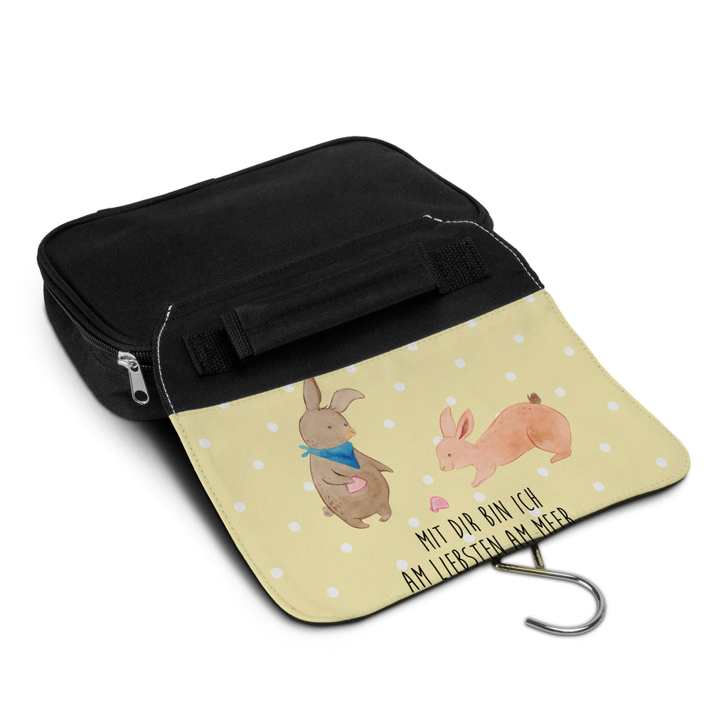 Kulturbeutel Hasen Muschel Kulturbeutel, Zum Aufhängen, Waschtasche, Kosmetiktasche, Damen, Herren, Aufbewahrungstasche, Schminktasche, Kosmetikbeutel, Organizer, Kulturtasche, Schminkutensil, Familie, Vatertag, Muttertag, Bruder, Schwester, Mama, Papa, Oma, Opa, Hasen, beste Freundin, Freundin, Freundinnen, best friends, BFF, Muscheln sammeln, Muscheln, Meer