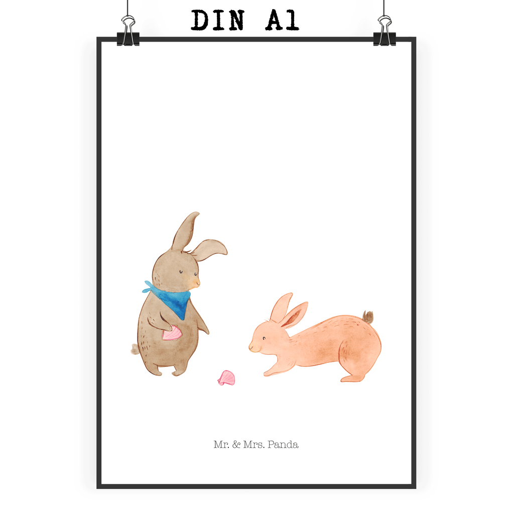 Poster Hasen Muschel Poster, Wandposter, Bild, Wanddeko, Küchenposter, Kinderposter, Wanddeko Bild, Raumdekoration, Wanddekoration, Handgemaltes Poster, Mr. & Mrs. Panda Poster, Designposter, Kunstdruck, Posterdruck, Familie, Vatertag, Muttertag, Bruder, Schwester, Mama, Papa, Oma, Opa, Hasen, beste Freundin, Freundin, Freundinnen, best friends, BFF, Muscheln sammeln, Muscheln, Meer