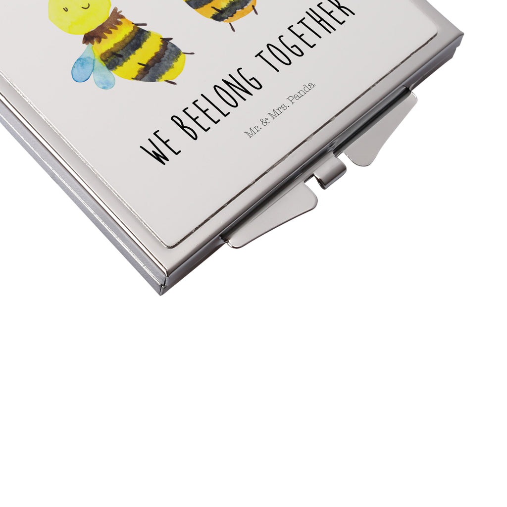 Handtaschenspiegel quadratisch Biene Verliebt Spiegel, Handtasche, Quadrat, silber, schminken, Schminkspiegel, Biene, Wespe, Hummel