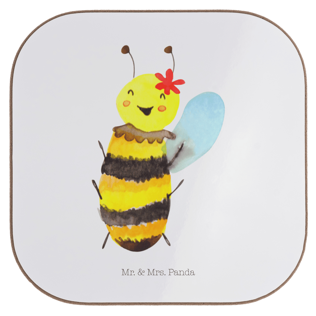 Quadratische Untersetzer Biene Happy Bierdeckel, Glasuntersetzer, Untersetzer Gläser, Getränkeuntersetzer, Biene, Wespe, Hummel