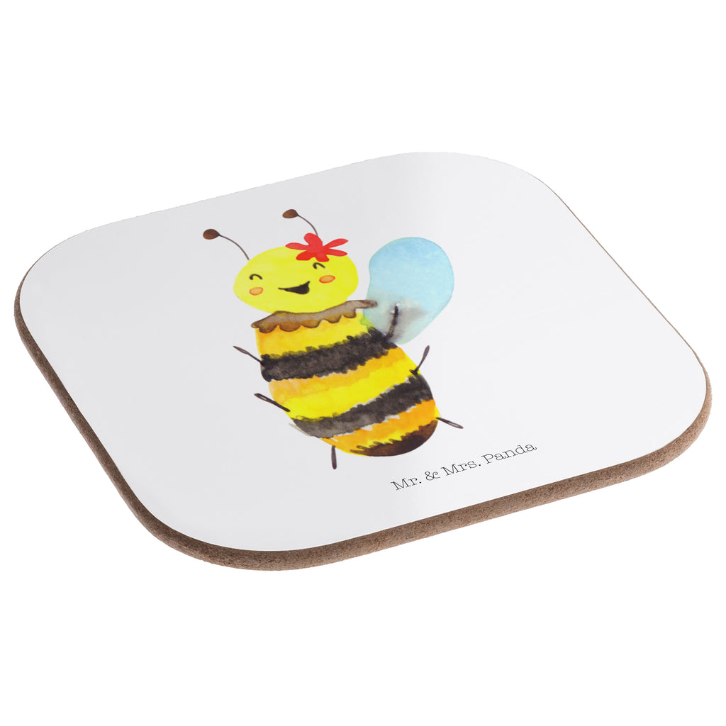 Quadratische Untersetzer Biene Happy Bierdeckel, Glasuntersetzer, Untersetzer Gläser, Getränkeuntersetzer, Biene, Wespe, Hummel