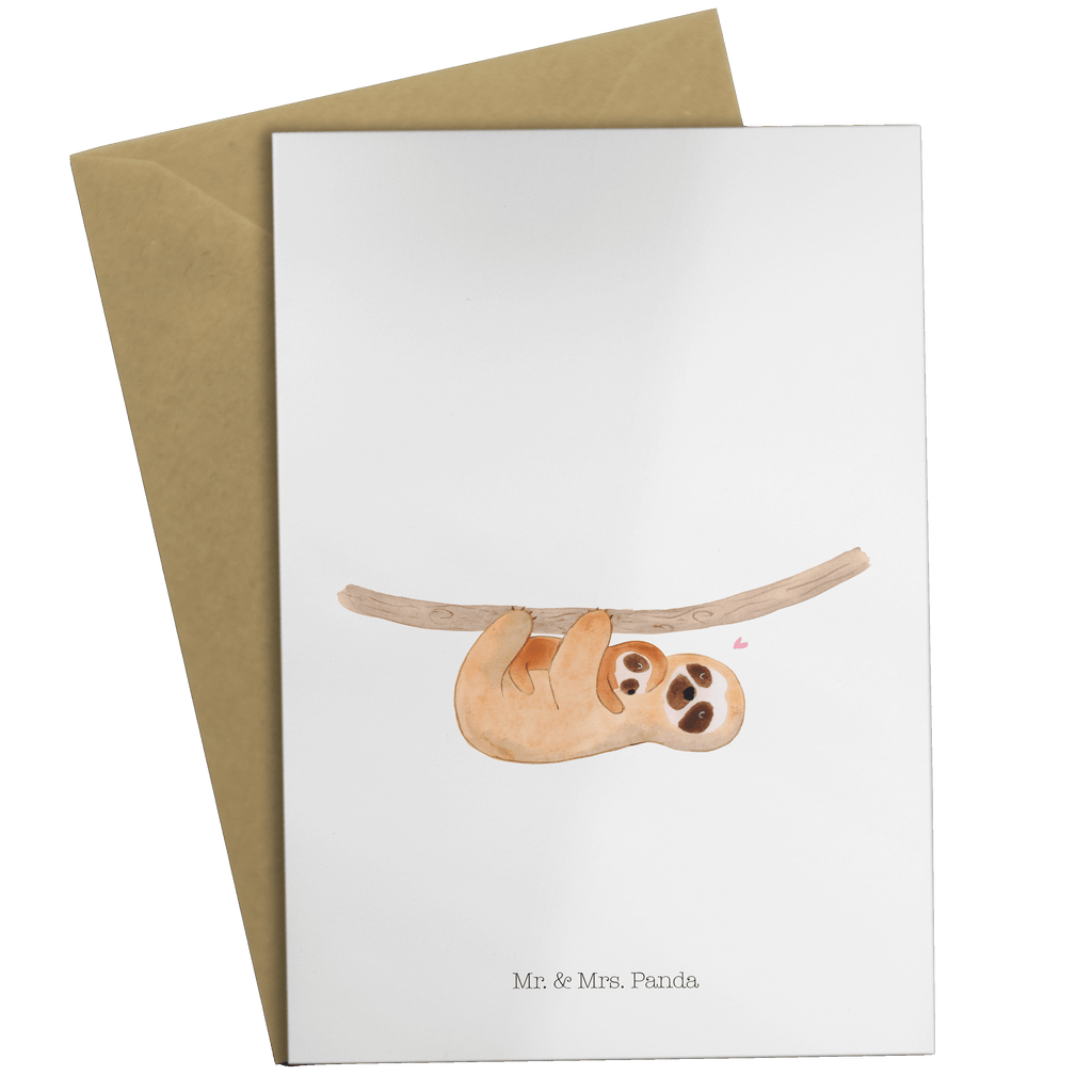 Grußkarte Faultier mit Kind Klappkarte, Einladungskarte, Glückwunschkarte, Hochzeitskarte, Geburtstagskarte, Karte, Faultier, Faultier Geschenk, Faultier Deko, Kind, Baby, Liebe, Mutter, Mama, Geburt, Kinder, Faulheit, Spaß, Niedlichkeit