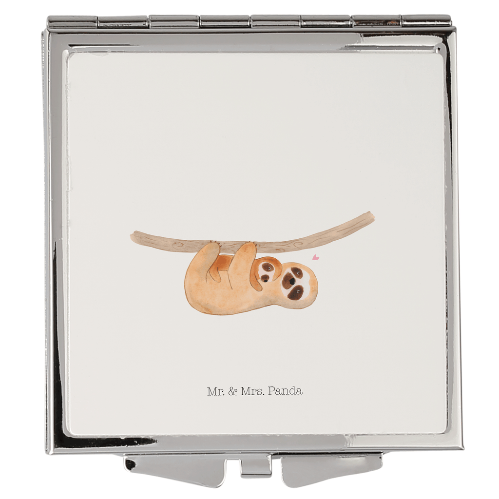 Handtaschenspiegel quadratisch Faultier mit Kind Spiegel, Handtasche, Quadrat, silber, schminken, Schminkspiegel, Faultier, Faultier Geschenk, Faultier Deko, Kind, Baby, Liebe, Mutter, Mama, Geburt, Kinder, Faulheit, Spaß, Niedlichkeit