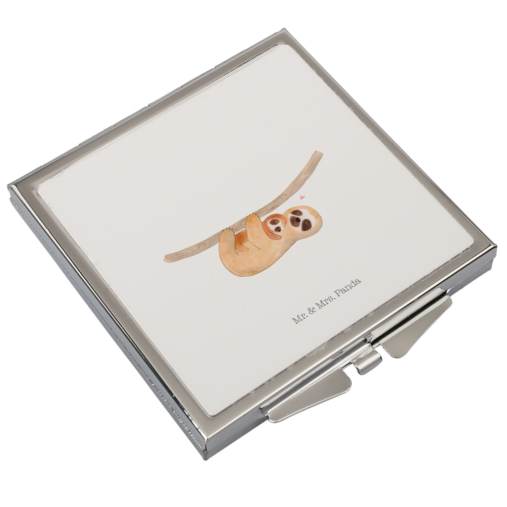 Handtaschenspiegel quadratisch Faultier mit Kind Spiegel, Handtasche, Quadrat, silber, schminken, Schminkspiegel, Faultier, Faultier Geschenk, Faultier Deko, Kind, Baby, Liebe, Mutter, Mama, Geburt, Kinder, Faulheit, Spaß, Niedlichkeit