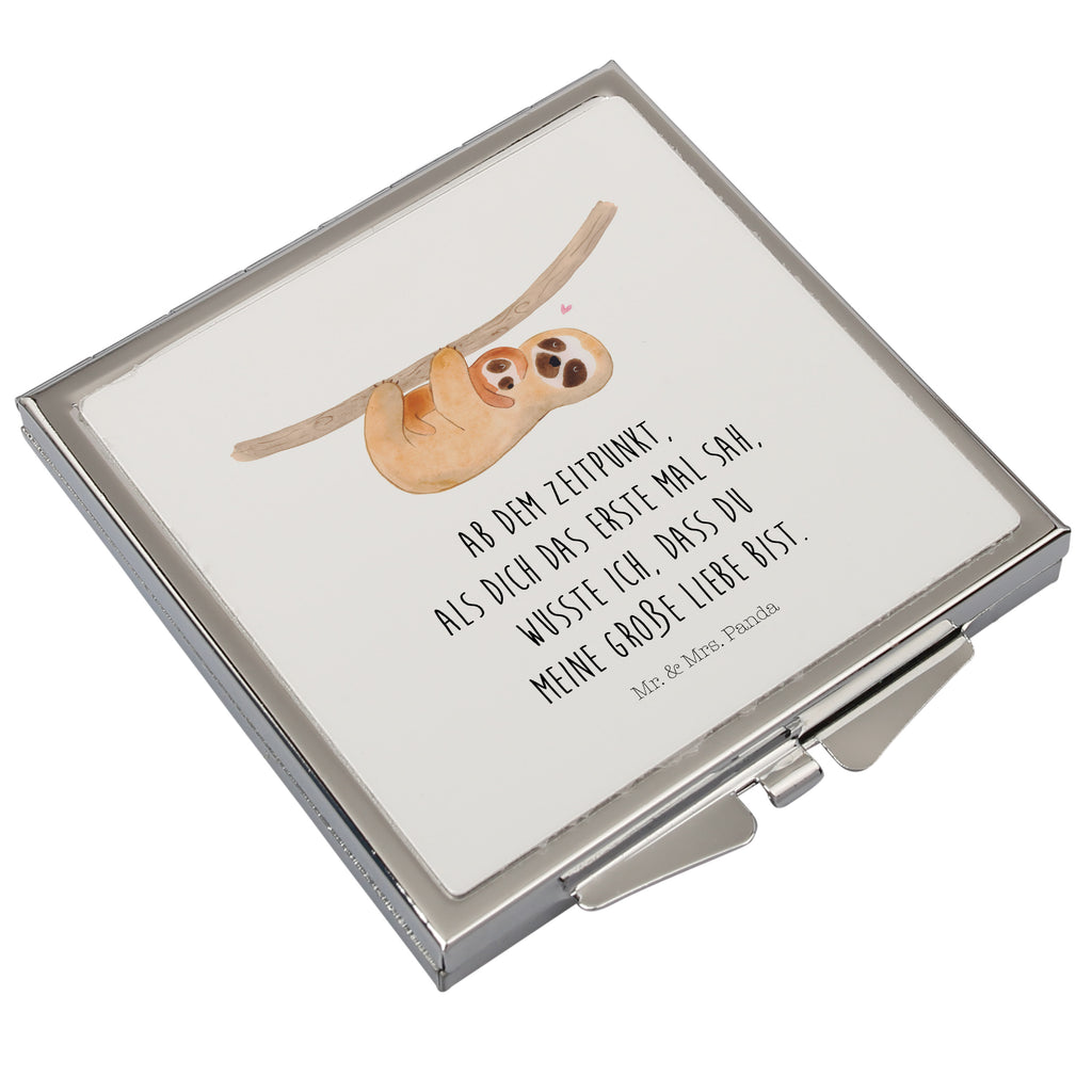 Handtaschenspiegel quadratisch Faultier mit Kind Spiegel, Handtasche, Quadrat, silber, schminken, Schminkspiegel, Faultier, Faultier Geschenk, Faultier Deko, Kind, Baby, Liebe, Mutter, Mama, Geburt, Kinder, Faulheit, Spaß, Niedlichkeit