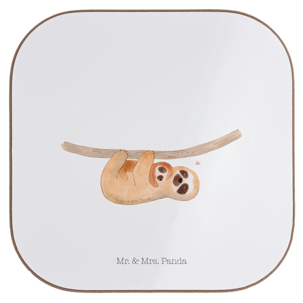 Quadratische Untersetzer Faultier mit Kind Bierdeckel, Glasuntersetzer, Untersetzer Gläser, Getränkeuntersetzer, Faultier, Faultier Geschenk, Faultier Deko, Kind, Baby, Liebe, Mutter, Mama, Geburt, Kinder, Faulheit, Spaß, Niedlichkeit