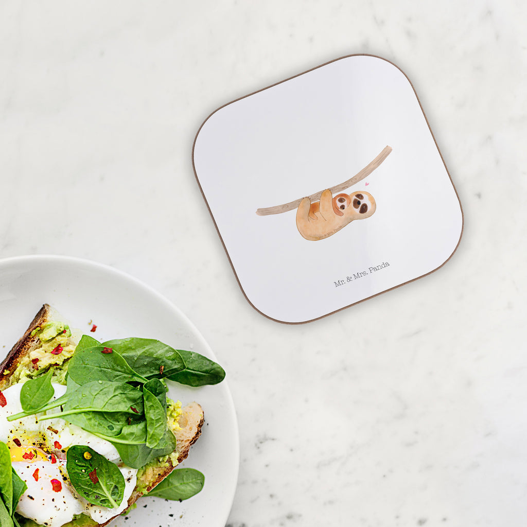 Quadratische Untersetzer Faultier mit Kind Bierdeckel, Glasuntersetzer, Untersetzer Gläser, Getränkeuntersetzer, Faultier, Faultier Geschenk, Faultier Deko, Kind, Baby, Liebe, Mutter, Mama, Geburt, Kinder, Faulheit, Spaß, Niedlichkeit