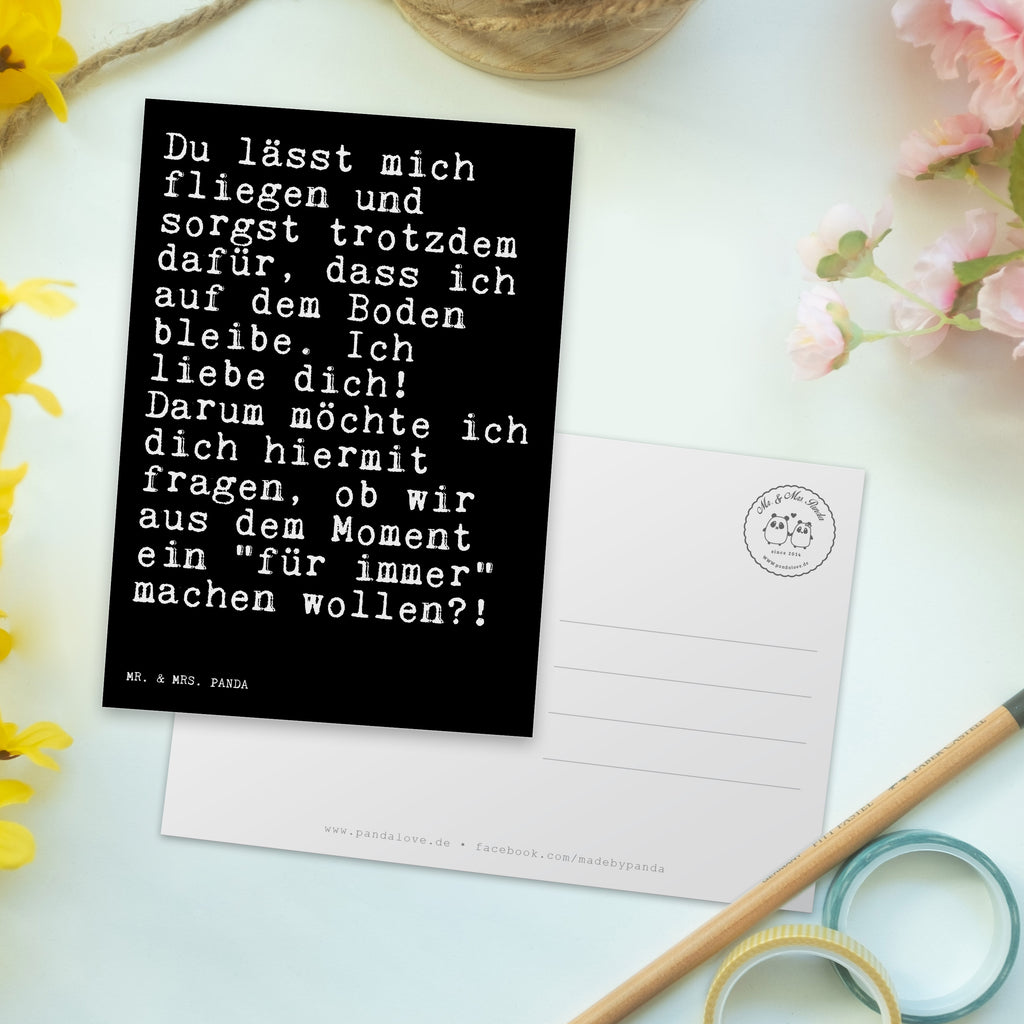 Postkarte Sprüche und Zitate Du lässt mich fliegen und sorgst trotzdem dafür, dass ich auf dem Boden bleibe. Ich liebe dich! Darum möchte ich dich hiermit fragen, ob wir aus dem Moment ein "für immer" machen wollen?! Geschenkkarte, Grußkarte, Karte, Einladung, Ansichtskarte, Geburtstagskarte, Einladungskarte, Spruch, Sprüche, lustig, Weisheiten, Zitate, Spruch Sprüche Weisheiten Zitate Lustig Weisheit Worte