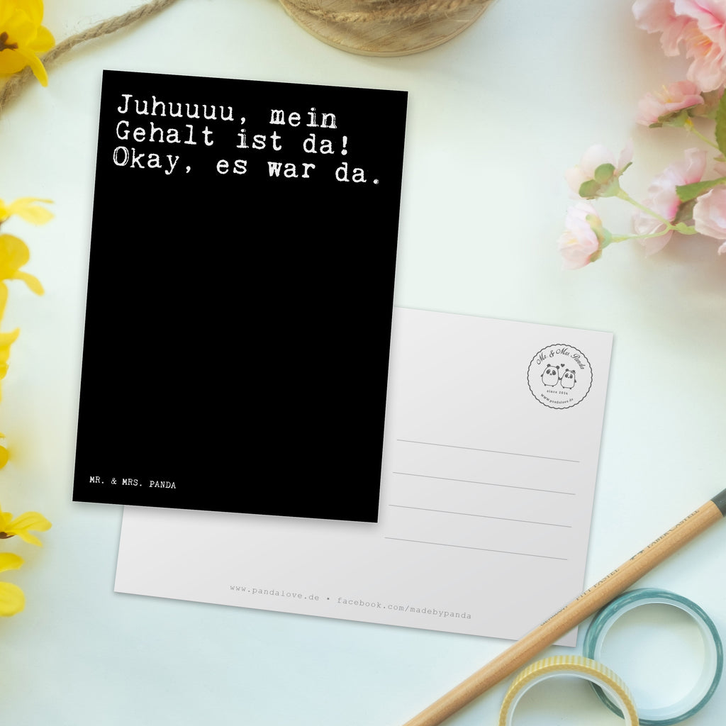 Postkarte Sprüche und Zitate Juhuuuu, mein Gehalt ist da! Okay, es war da. Geschenkkarte, Grußkarte, Karte, Einladung, Ansichtskarte, Geburtstagskarte, Einladungskarte, Dankeskarte, Spruch, Sprüche, lustig, Weisheiten, Zitate, Spruch Sprüche Weisheiten Zitate Lustig Weisheit Worte