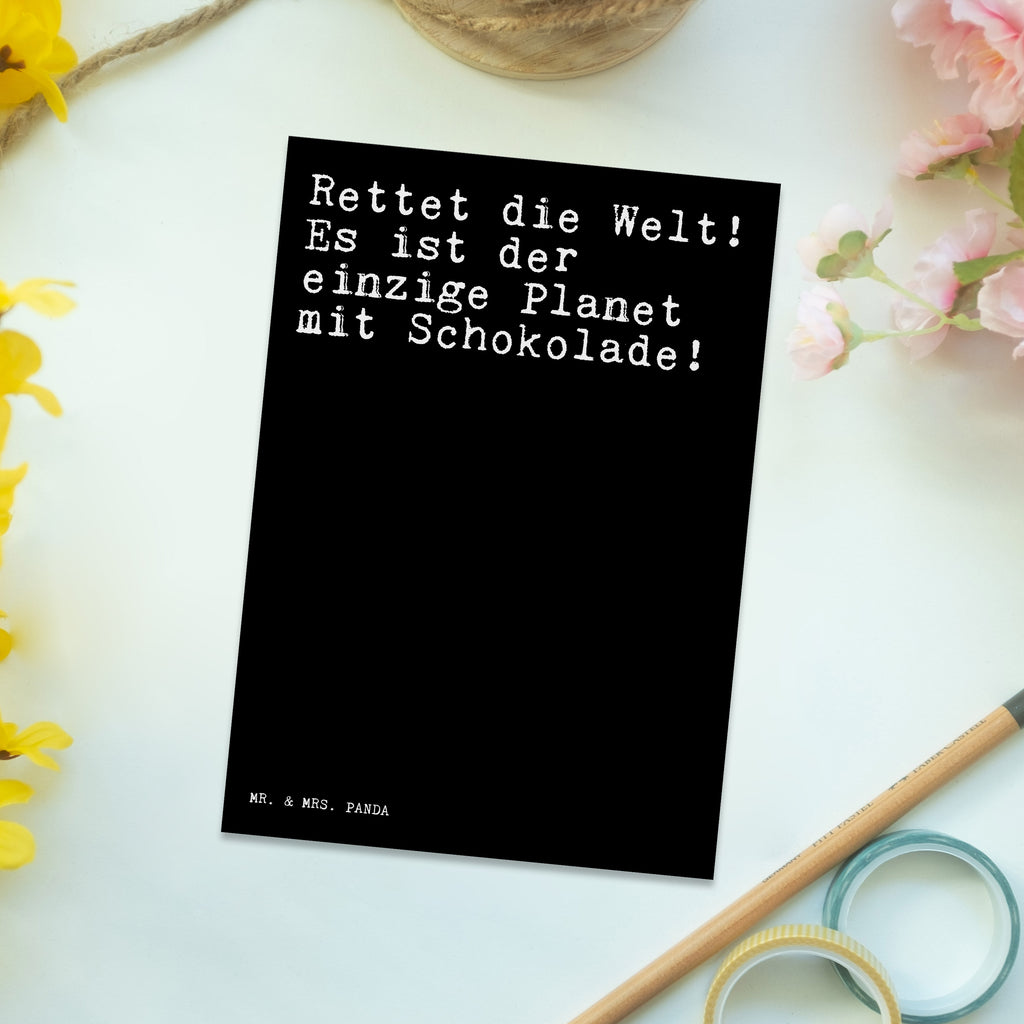 Postkarte Sprüche und Zitate Rettet die Welt! Es ist der einzige Planet mit Schokolade! Geschenkkarte, Grußkarte, Karte, Einladung, Ansichtskarte, Geburtstagskarte, Einladungskarte, Spruch, Sprüche, lustig, Weisheiten, Zitate, Spruch Sprüche Weisheiten Zitate Lustig Weisheit Worte