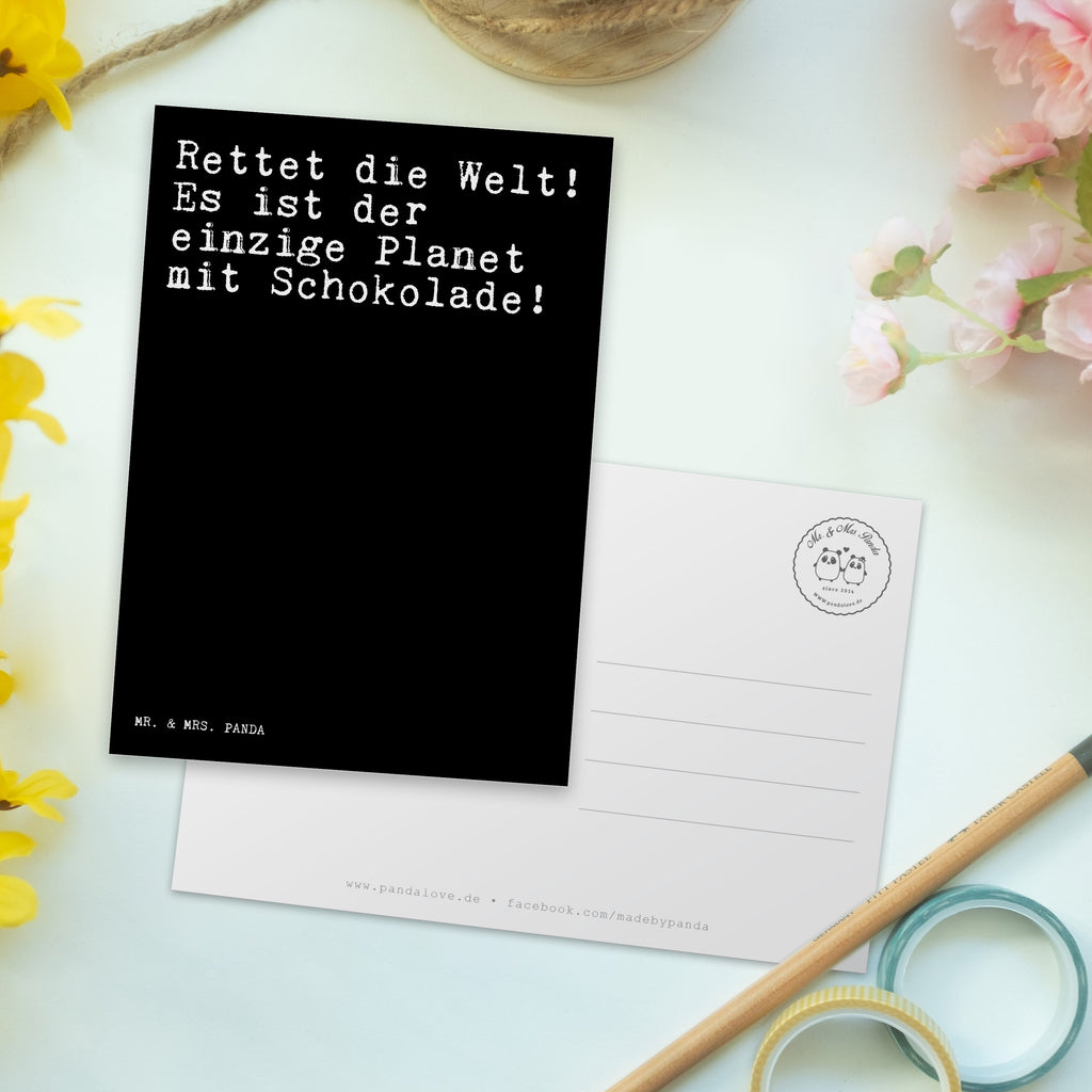 Postkarte Sprüche und Zitate Rettet die Welt! Es ist der einzige Planet mit Schokolade! Geschenkkarte, Grußkarte, Karte, Einladung, Ansichtskarte, Geburtstagskarte, Einladungskarte, Spruch, Sprüche, lustig, Weisheiten, Zitate, Spruch Sprüche Weisheiten Zitate Lustig Weisheit Worte