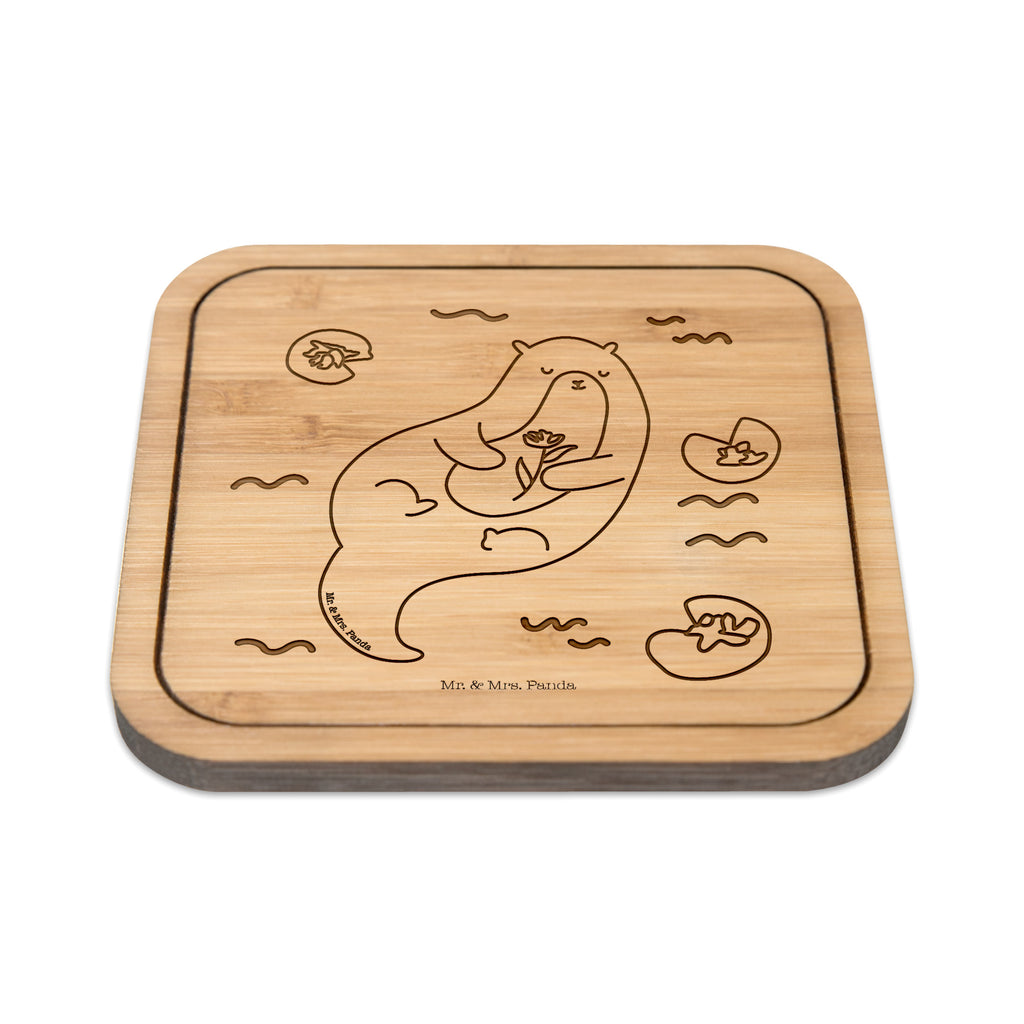 Untersetzer quadratisch Otter mit Seerose Untersetzer, Bierdeckel, Glasuntersetzer, Untersetzer Gläser, Getränkeuntersetzer, Otter, Fischotter, Seeotter, Otter Seeotter See Otter