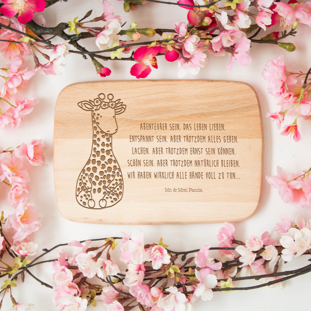Frühstücksbrett Giraffe Blumenkranz Frühstücksbrett, Holzbrett, Schneidebrett, Schneidebrett Holz, Frühstücksbrettchen, Küchenbrett, Afrika, Wildtiere, Giraffe, Blumenkranz, Abenteurer, Selbstliebe, Freundin