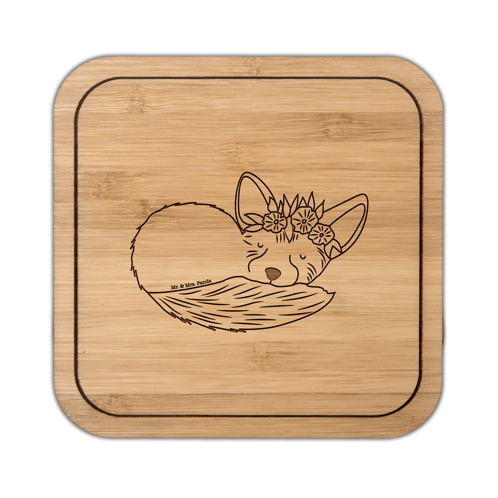 Untersetzer quadratisch Wüstenfuchs Blumenkranz Untersetzer, Bierdeckel, Glasuntersetzer, Untersetzer Gläser, Getränkeuntersetzer, Afrika, Wildtiere, Wüste, Wüstenfuchs, Blumen, Blumenkranz, Glücklich