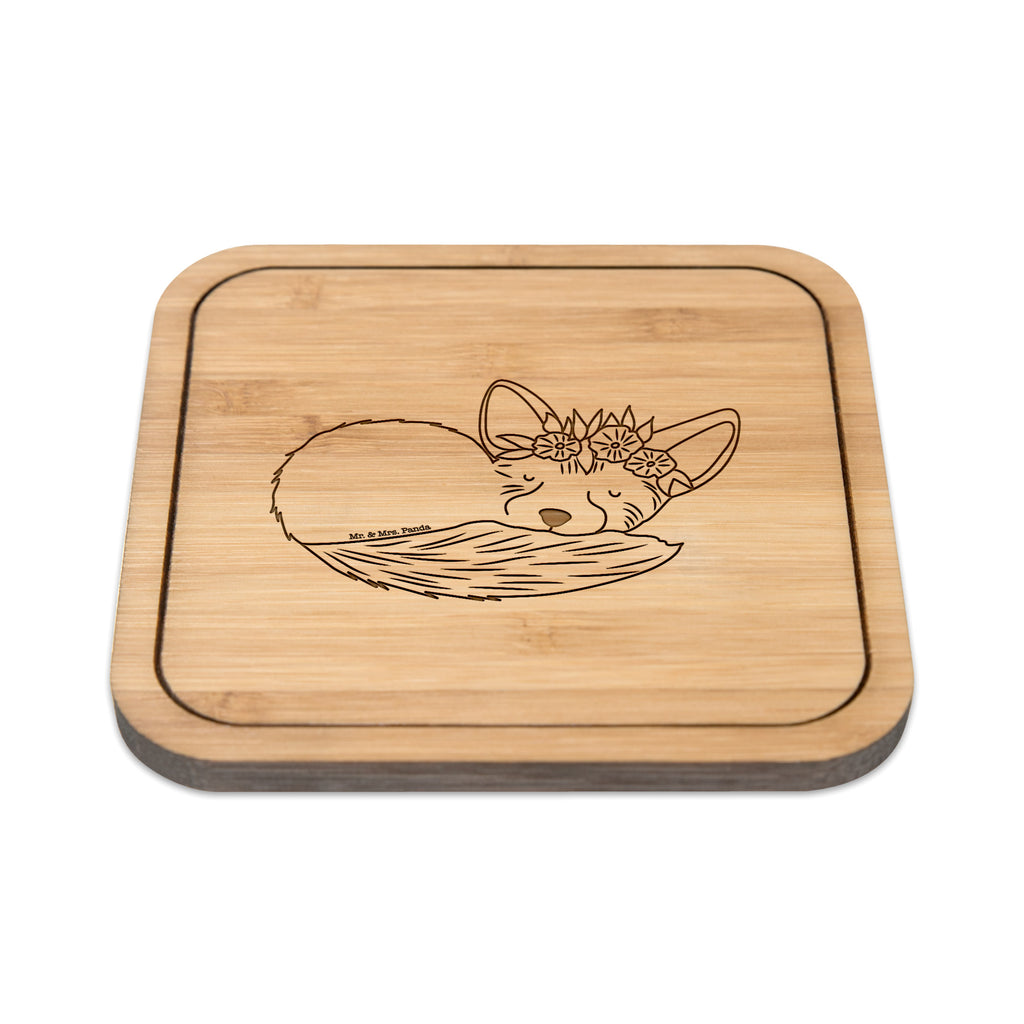 Untersetzer quadratisch Wüstenfuchs Blumenkranz Untersetzer, Bierdeckel, Glasuntersetzer, Untersetzer Gläser, Getränkeuntersetzer, Afrika, Wildtiere, Wüste, Wüstenfuchs, Blumen, Blumenkranz, Glücklich