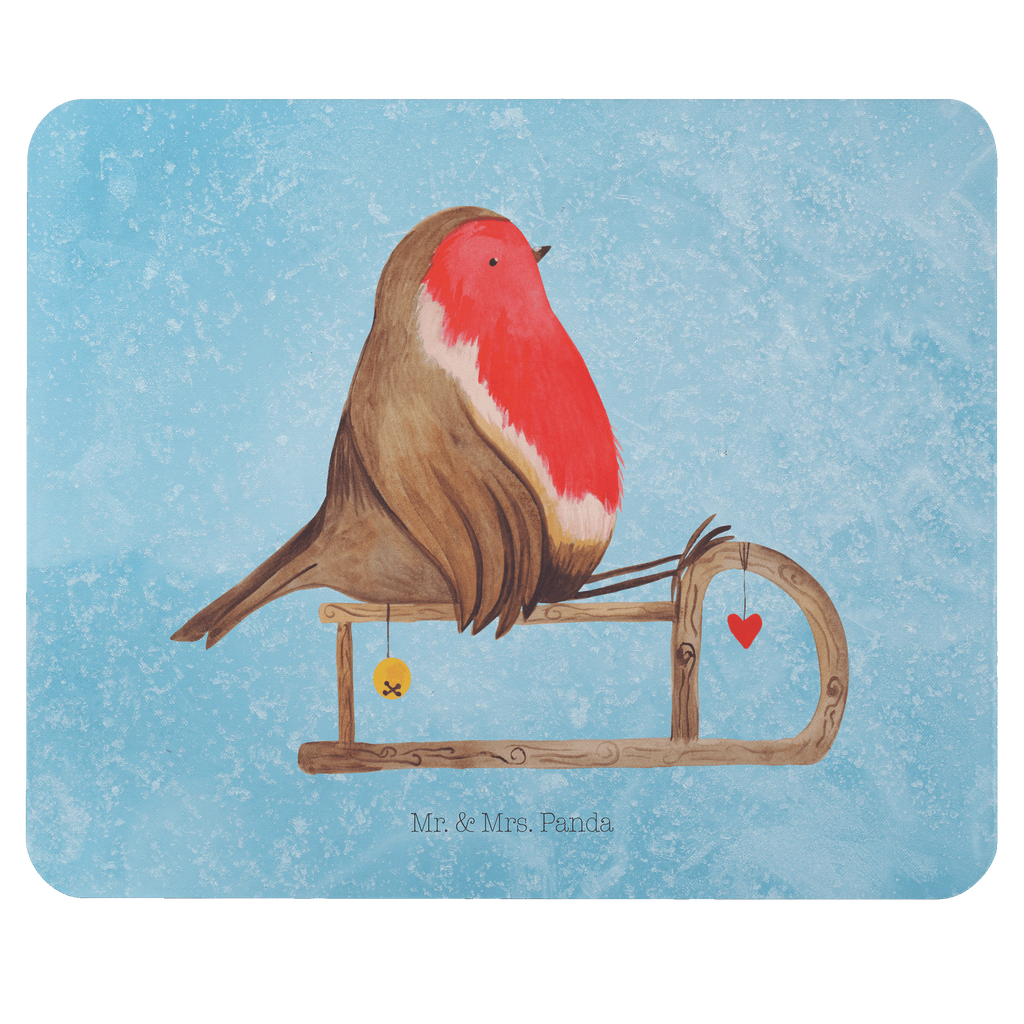 Mauspad Rotkehlchen Schlitten Mousepad, Computer zubehör, Büroausstattung, PC Zubehör, Arbeitszimmer, Mauspad, Einzigartiges Mauspad, Designer Mauspad, Winter, Weihnachten, Weihnachtsdeko, Nikolaus, Advent, Heiligabend, Wintermotiv, Schlitten, Vogel