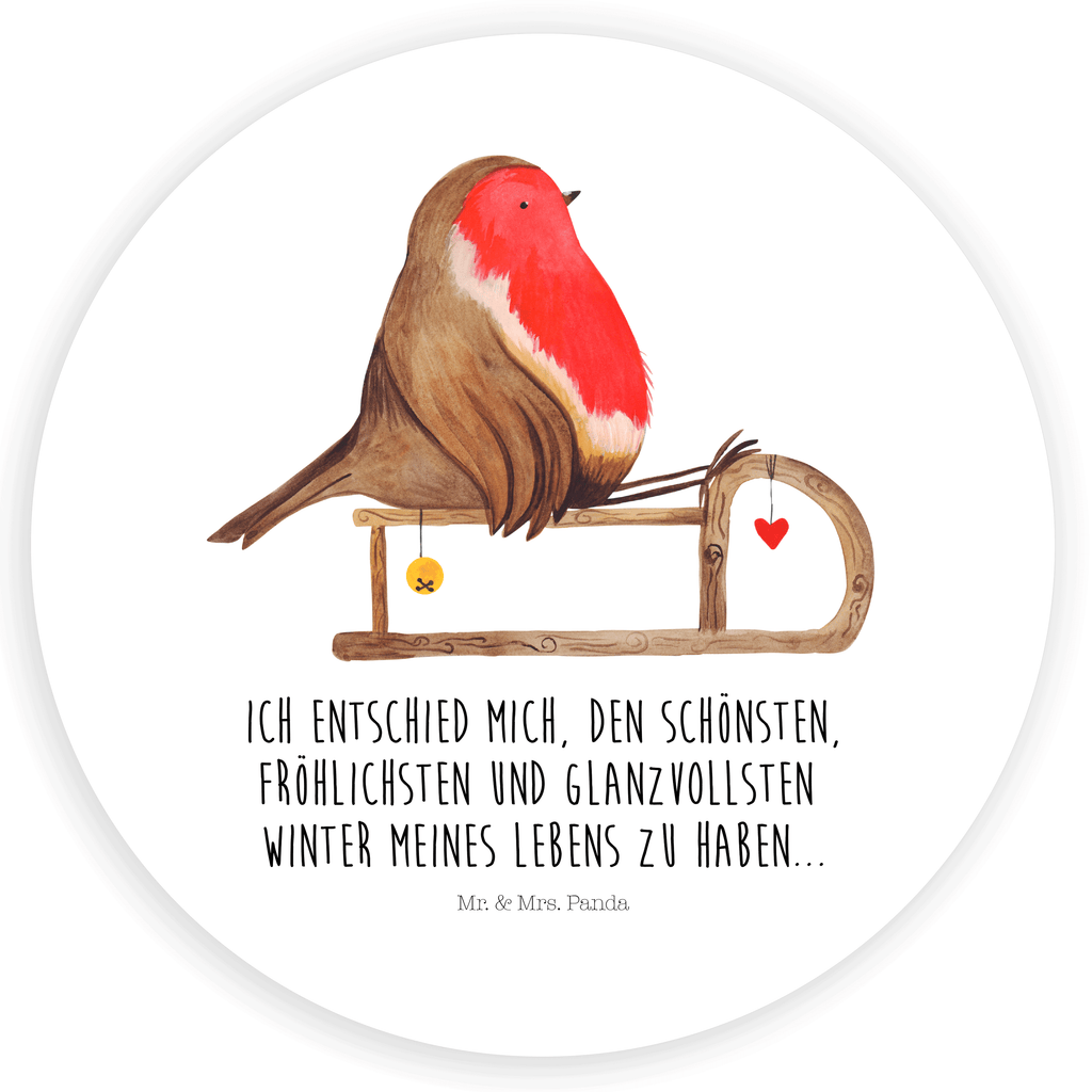 120mm Rund Aufkleber Rotkehlchen Schlitten Sticker, Aufkleber, Etikett, Kinder, rund, Winter, Weihnachten, Weihnachtsdeko, Nikolaus, Advent, Heiligabend, Wintermotiv, Schlitten, Vogel