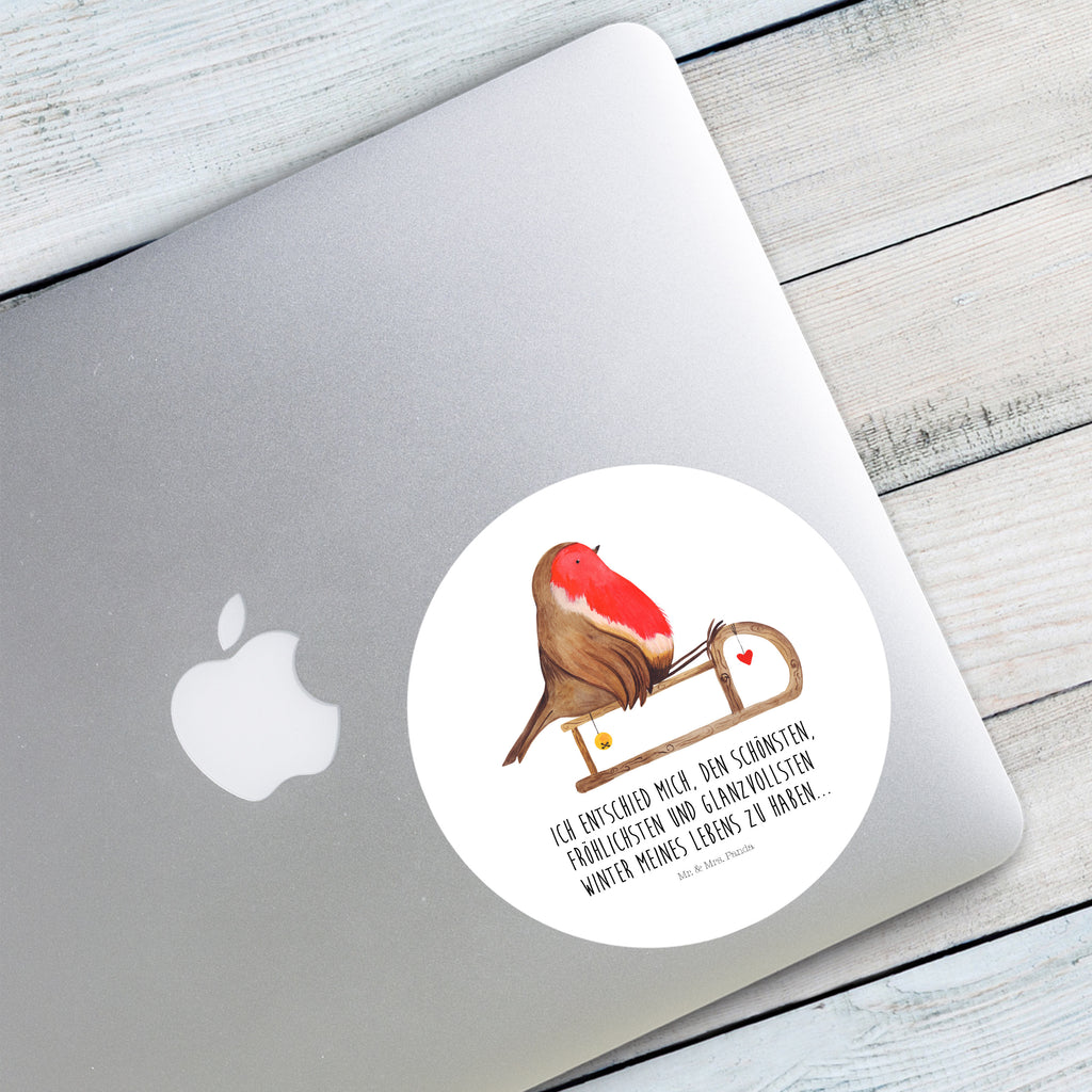 120mm Rund Aufkleber Rotkehlchen Schlitten Sticker, Aufkleber, Etikett, Kinder, rund, Winter, Weihnachten, Weihnachtsdeko, Nikolaus, Advent, Heiligabend, Wintermotiv, Schlitten, Vogel