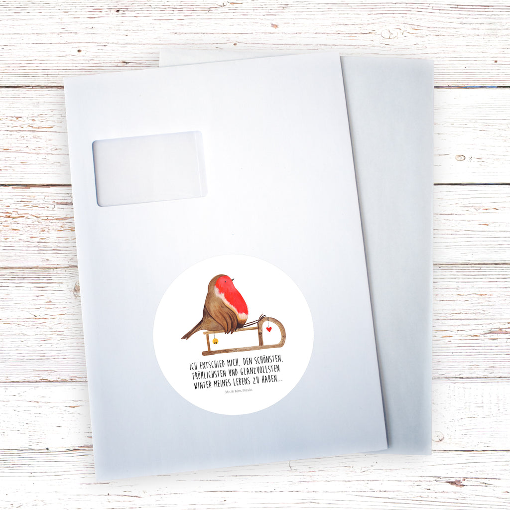 120mm Rund Aufkleber Rotkehlchen Schlitten Sticker, Aufkleber, Etikett, Kinder, rund, Winter, Weihnachten, Weihnachtsdeko, Nikolaus, Advent, Heiligabend, Wintermotiv, Schlitten, Vogel