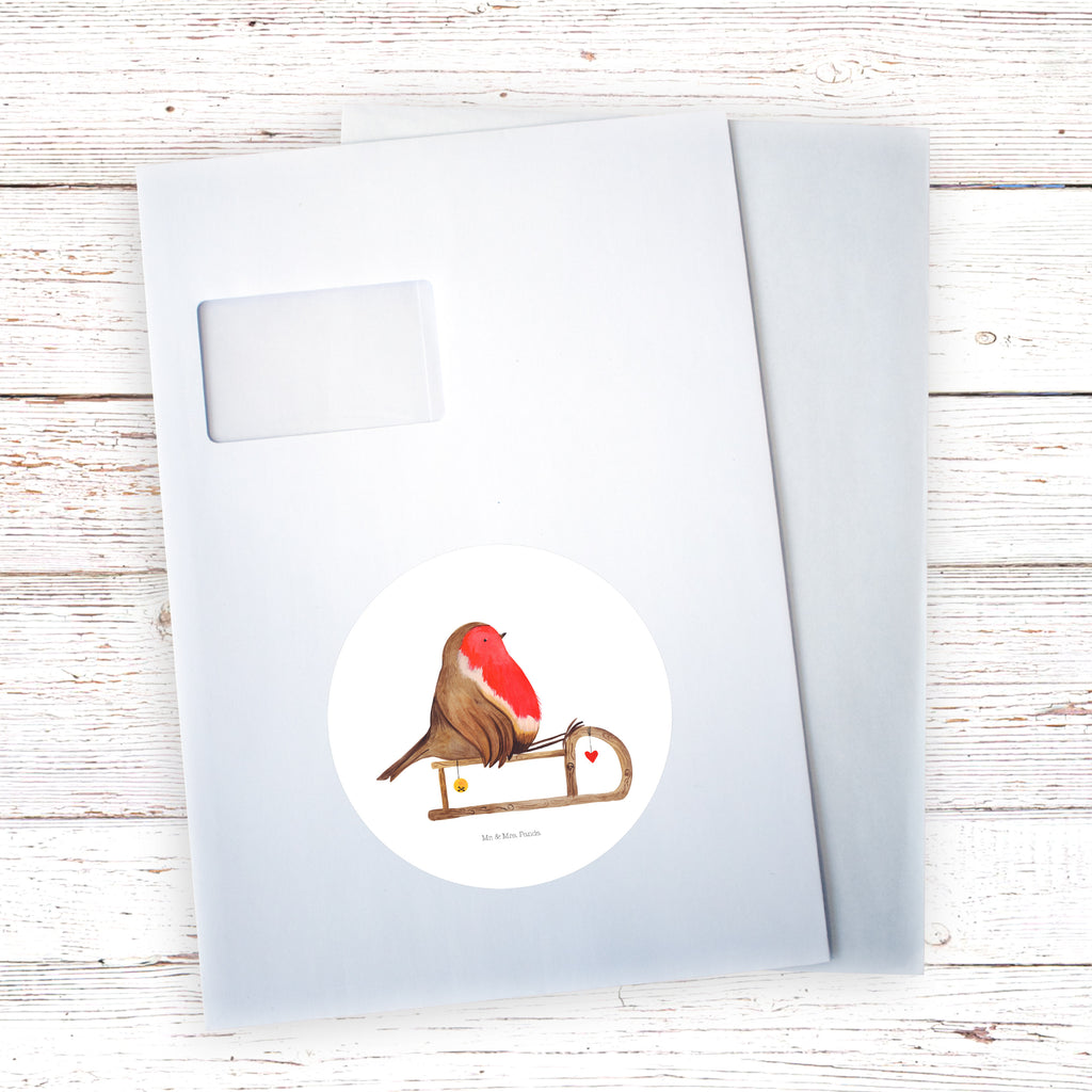 120mm Rund Aufkleber Rotkehlchen Schlitten Sticker, Aufkleber, Etikett, Kinder, rund, Winter, Weihnachten, Weihnachtsdeko, Nikolaus, Advent, Heiligabend, Wintermotiv, Schlitten, Vogel
