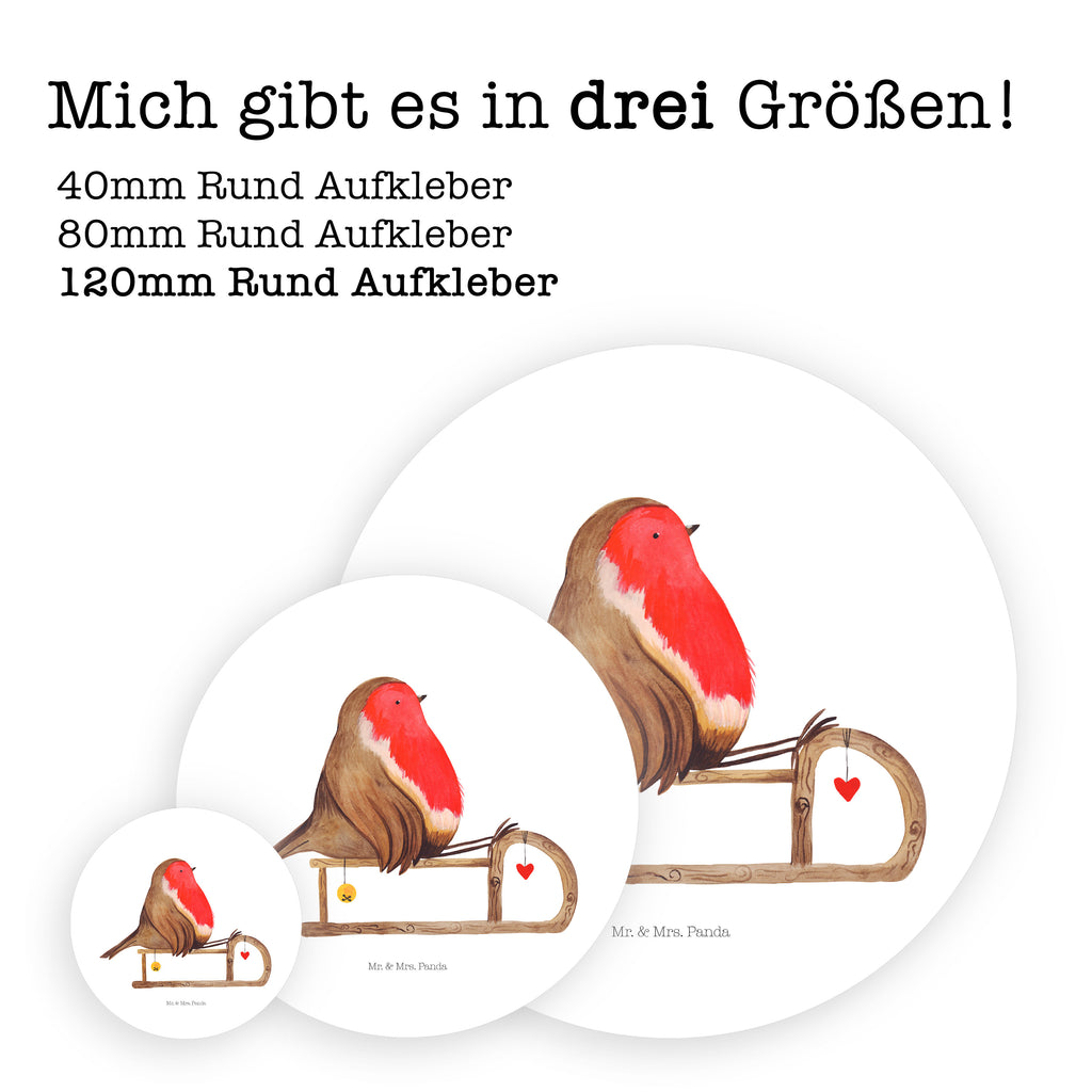 120mm Rund Aufkleber Rotkehlchen Schlitten Sticker, Aufkleber, Etikett, Kinder, rund, Winter, Weihnachten, Weihnachtsdeko, Nikolaus, Advent, Heiligabend, Wintermotiv, Schlitten, Vogel