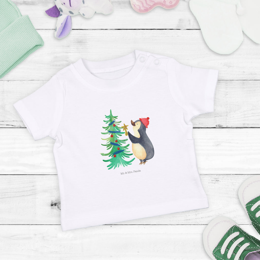 Organic Baby Shirt Pinguin Weihnachtsbaum Baby T-Shirt, Jungen Baby T-Shirt, Mädchen Baby T-Shirt, Shirt, Winter, Weihnachten, Weihnachtsdeko, Nikolaus, Advent, Heiligabend, Wintermotiv, Pinguin