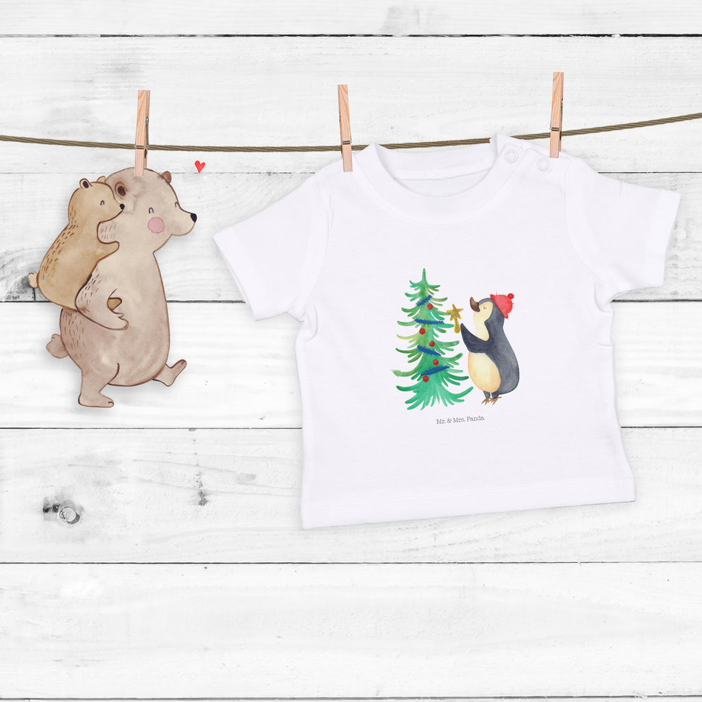 Organic Baby Shirt Pinguin Weihnachtsbaum Baby T-Shirt, Jungen Baby T-Shirt, Mädchen Baby T-Shirt, Shirt, Winter, Weihnachten, Weihnachtsdeko, Nikolaus, Advent, Heiligabend, Wintermotiv, Pinguin