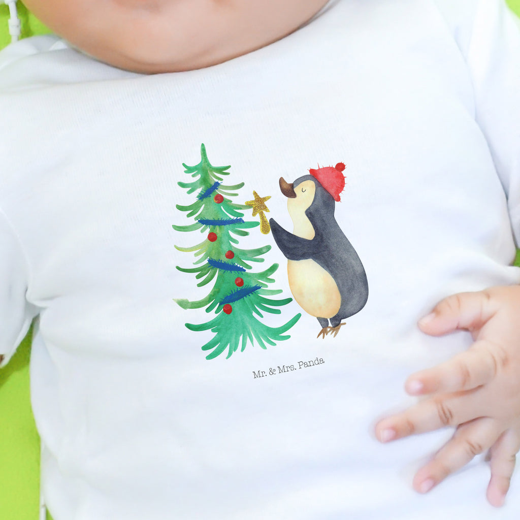 Organic Baby Shirt Pinguin Weihnachtsbaum Baby T-Shirt, Jungen Baby T-Shirt, Mädchen Baby T-Shirt, Shirt, Winter, Weihnachten, Weihnachtsdeko, Nikolaus, Advent, Heiligabend, Wintermotiv, Pinguin