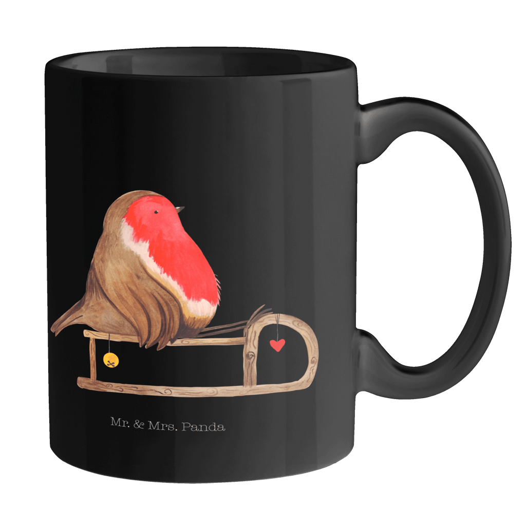 Tasse Rotkehlchen Schlitten Weihnachten, Schlitten, Vogel Becher, Kaffeetasse, Kaffeebecher, Tee, Frühstück, Büro  Winter, Weihnachten, Weihnachtsdeko, Nikolaus, Advent, Heiligabend, Wintermotiv