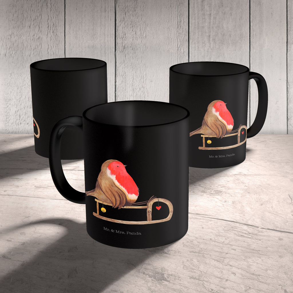 Tasse Rotkehlchen Schlitten Weihnachten, Schlitten, Vogel Becher, Kaffeetasse, Kaffeebecher, Tee, Frühstück, Büro  Winter, Weihnachten, Weihnachtsdeko, Nikolaus, Advent, Heiligabend, Wintermotiv