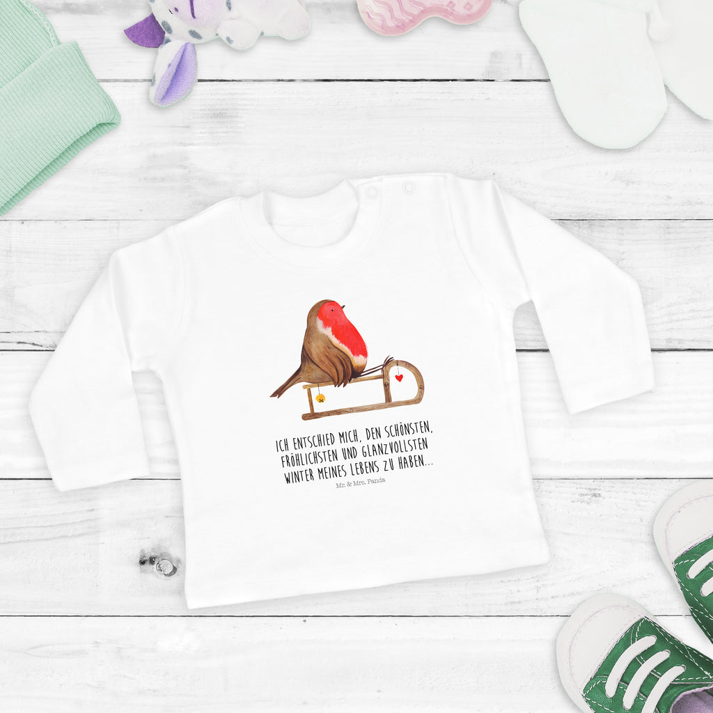 12-18 Monate Baby Longsleeve Rotkehlchen Schlitten Mädchen, Jungen, Baby, Langarm, Bio, Kleidung, Winter, Weihnachten, Weihnachtsdeko, Nikolaus, Advent, Heiligabend, Wintermotiv, Schlitten, Vogel