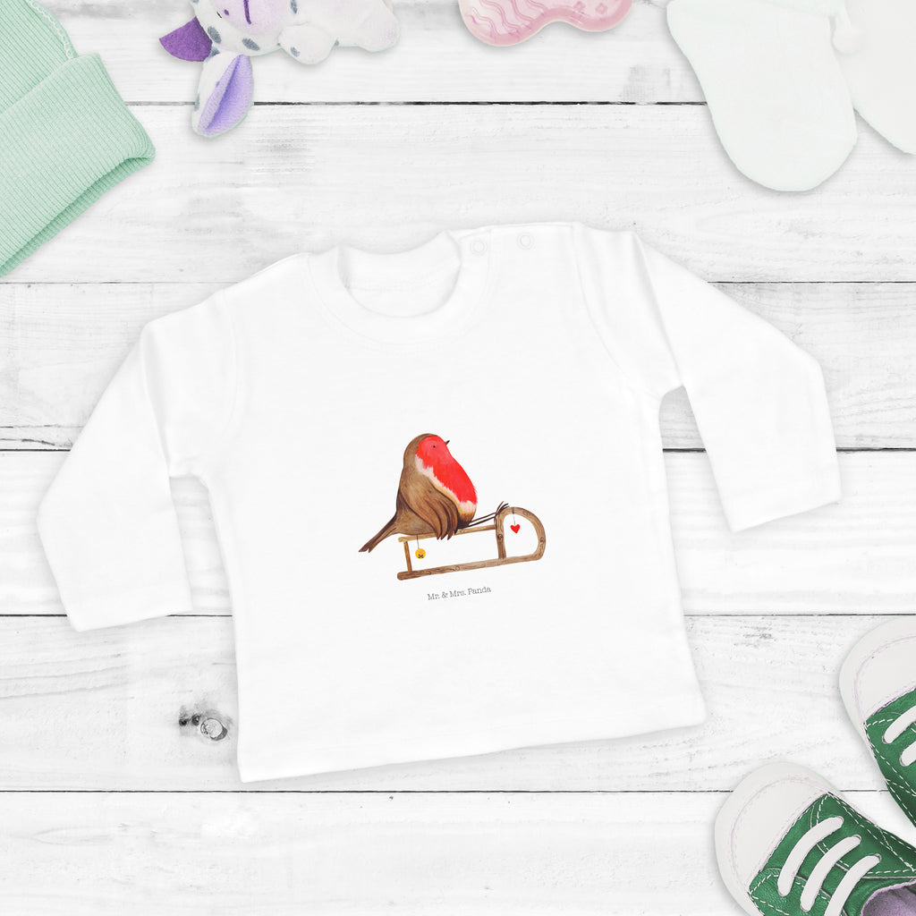 12-18 Monate Baby Longsleeve Rotkehlchen Schlitten Mädchen, Jungen, Baby, Langarm, Bio, Kleidung, Winter, Weihnachten, Weihnachtsdeko, Nikolaus, Advent, Heiligabend, Wintermotiv, Schlitten, Vogel