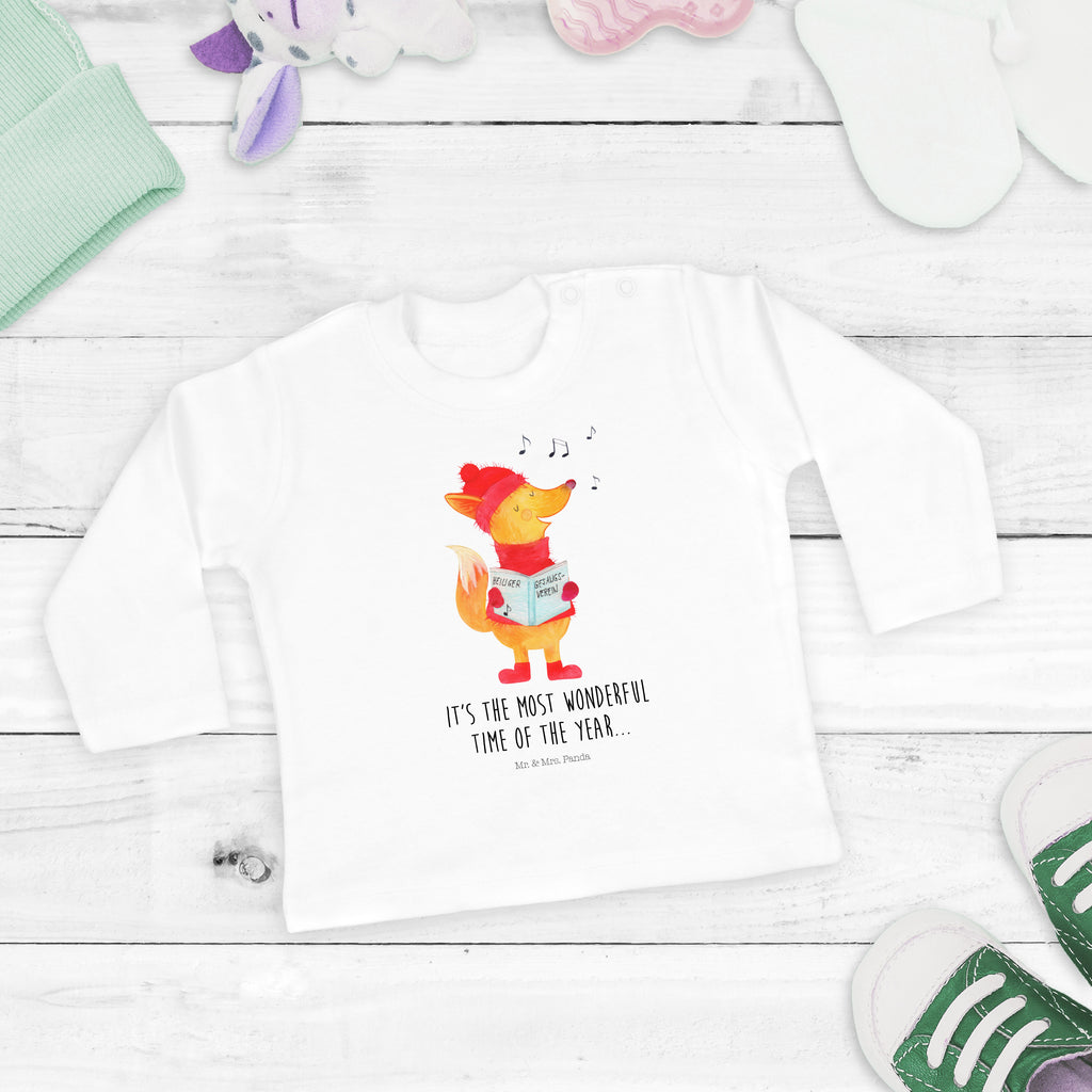 12-18 Monate Baby Longsleeve Fuchs Sänger Mädchen, Jungen, Baby, Langarm, Bio, Kleidung, Winter, Weihnachten, Weihnachtsdeko, Nikolaus, Advent, Heiligabend, Wintermotiv, Fuchs, Füchse, Sänger, Geschenk Sänger, Singen, Weihnachtslieder
