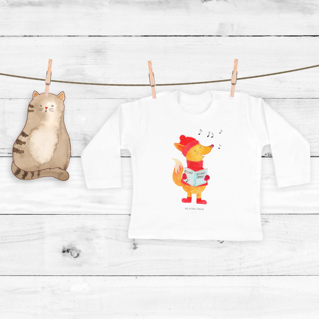 12-18 Monate Baby Longsleeve Fuchs Sänger Mädchen, Jungen, Baby, Langarm, Bio, Kleidung, Winter, Weihnachten, Weihnachtsdeko, Nikolaus, Advent, Heiligabend, Wintermotiv, Fuchs, Füchse, Sänger, Geschenk Sänger, Singen, Weihnachtslieder