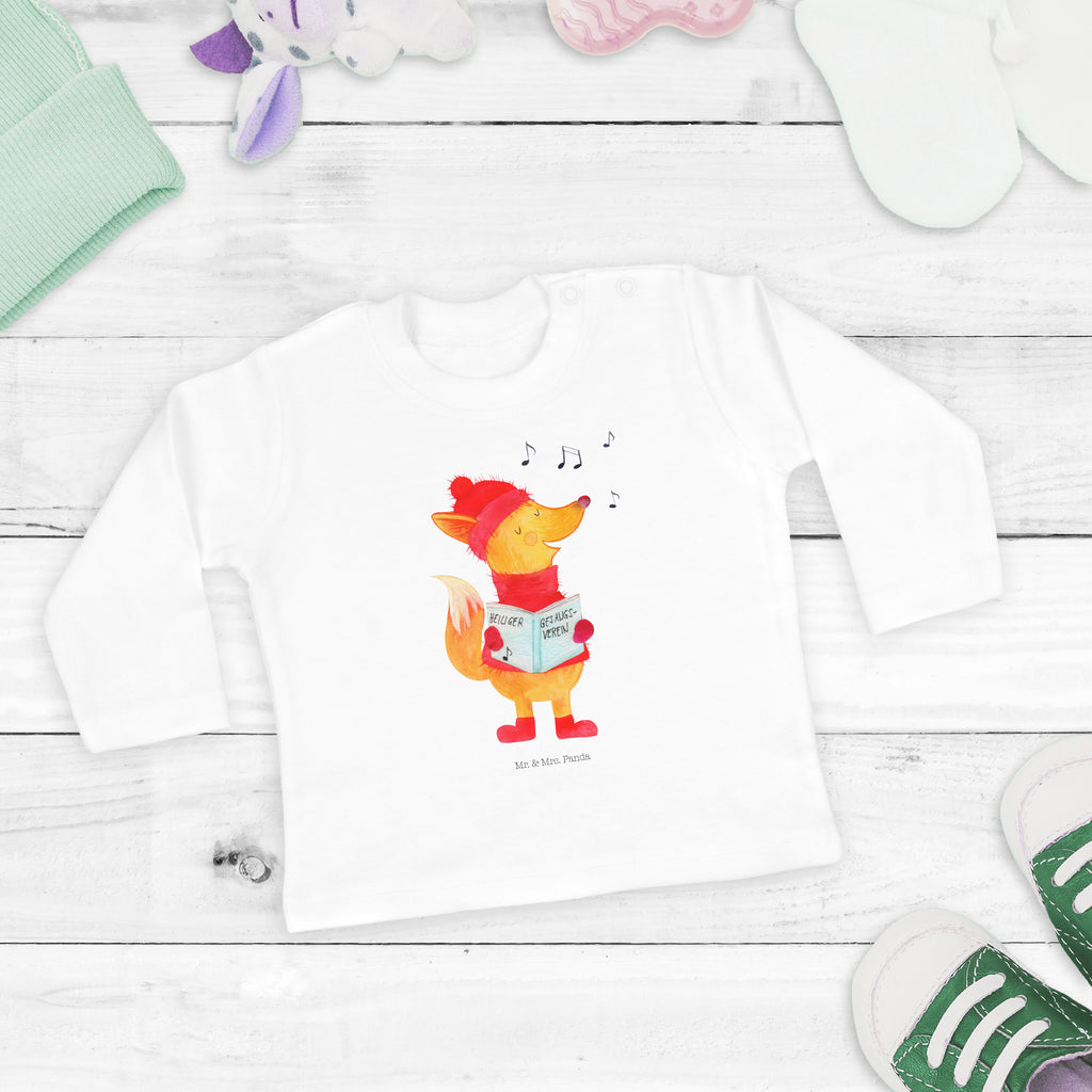 12-18 Monate Baby Longsleeve Fuchs Sänger Mädchen, Jungen, Baby, Langarm, Bio, Kleidung, Winter, Weihnachten, Weihnachtsdeko, Nikolaus, Advent, Heiligabend, Wintermotiv, Fuchs, Füchse, Sänger, Geschenk Sänger, Singen, Weihnachtslieder