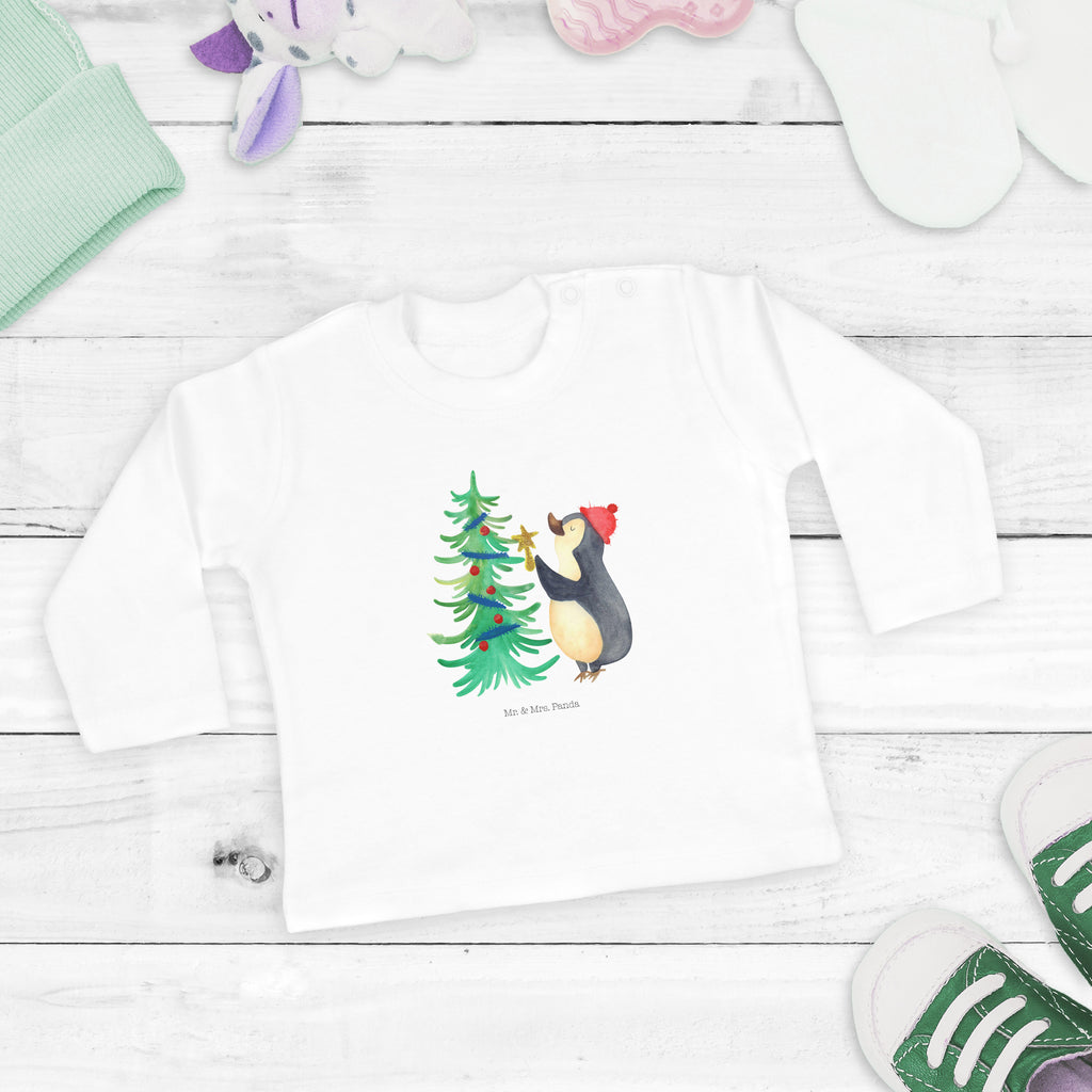 3-6 Monate Baby Longsleeve Pinguin Weihnachtsbaum Mädchen, Jungen, Baby, Langarm, Bio, Kleidung, Winter, Weihnachten, Weihnachtsdeko, Nikolaus, Advent, Heiligabend, Wintermotiv, Pinguin