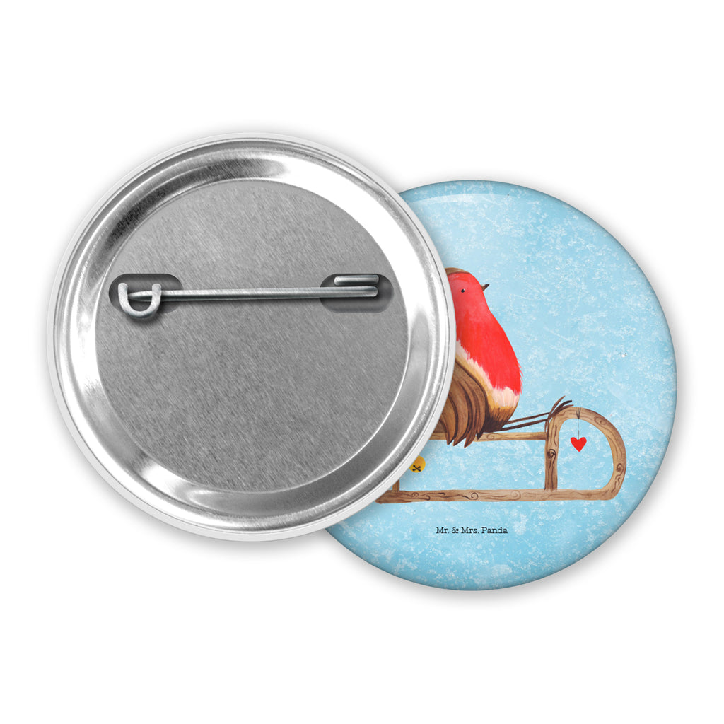 50mm Button Rotkehlchen Schlitten 50mm Button, Button, Pin, Anstecknadel, Winter, Weihnachten, Weihnachtsdeko, Nikolaus, Advent, Heiligabend, Wintermotiv, Schlitten, Vogel