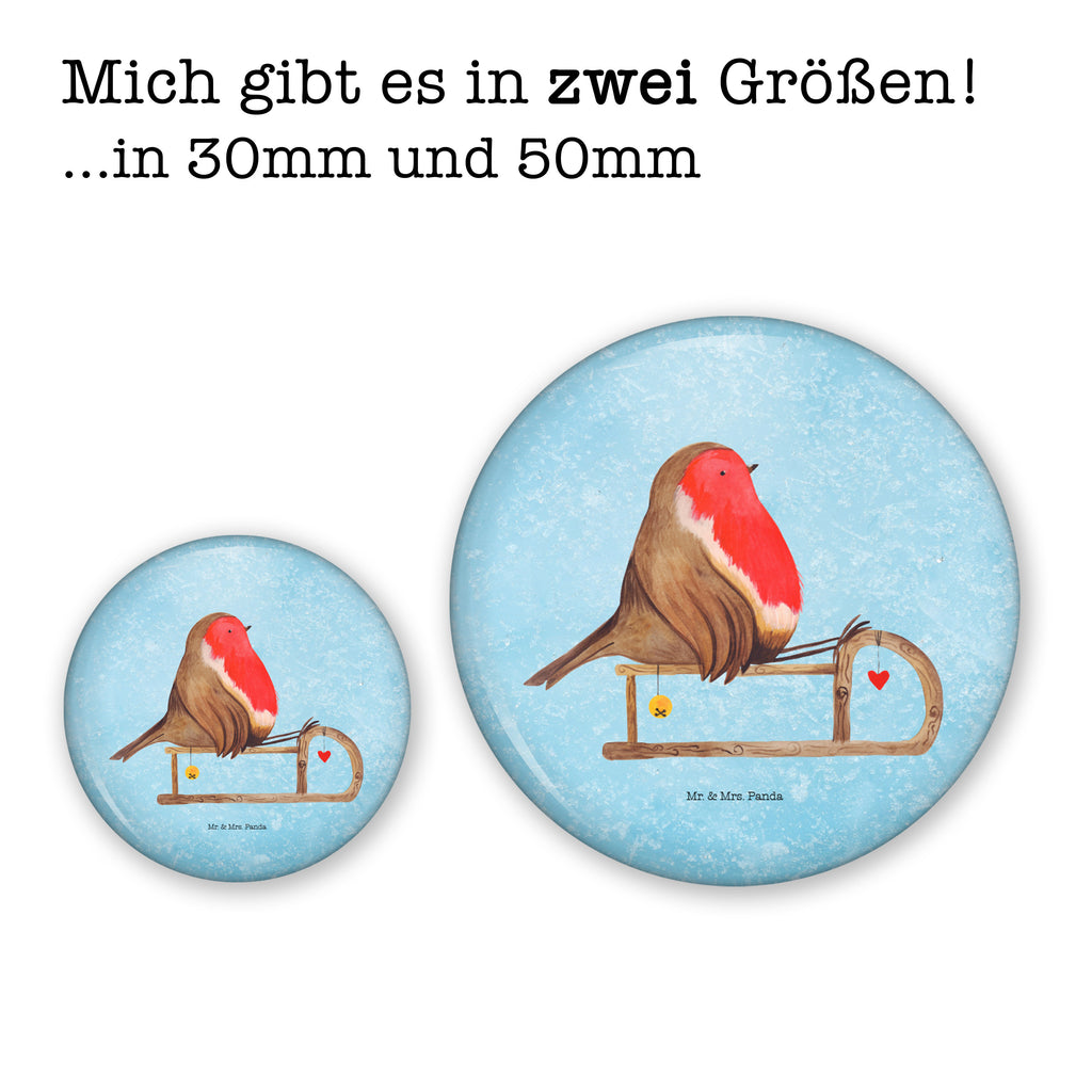 50mm Button Rotkehlchen Schlitten 50mm Button, Button, Pin, Anstecknadel, Winter, Weihnachten, Weihnachtsdeko, Nikolaus, Advent, Heiligabend, Wintermotiv, Schlitten, Vogel