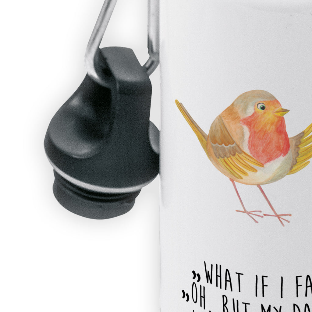 Kindertrinkflasche Rotkehlchen mit Federn Kindertrinkflasche, Kinder Trinkflasche, Trinkflasche, Flasche, Kinderflasche, Kinder, Kids, Kindergarten Flasche, Grundschule, Jungs, Mädchen, Tiermotive, Gute Laune, lustige Sprüche, Tiere, What if i fall, Rotkehlchen, Spruch Motivation, Spruch Mut, Vogel, Motivation Sprüche, Motivationsbilder, fliegen