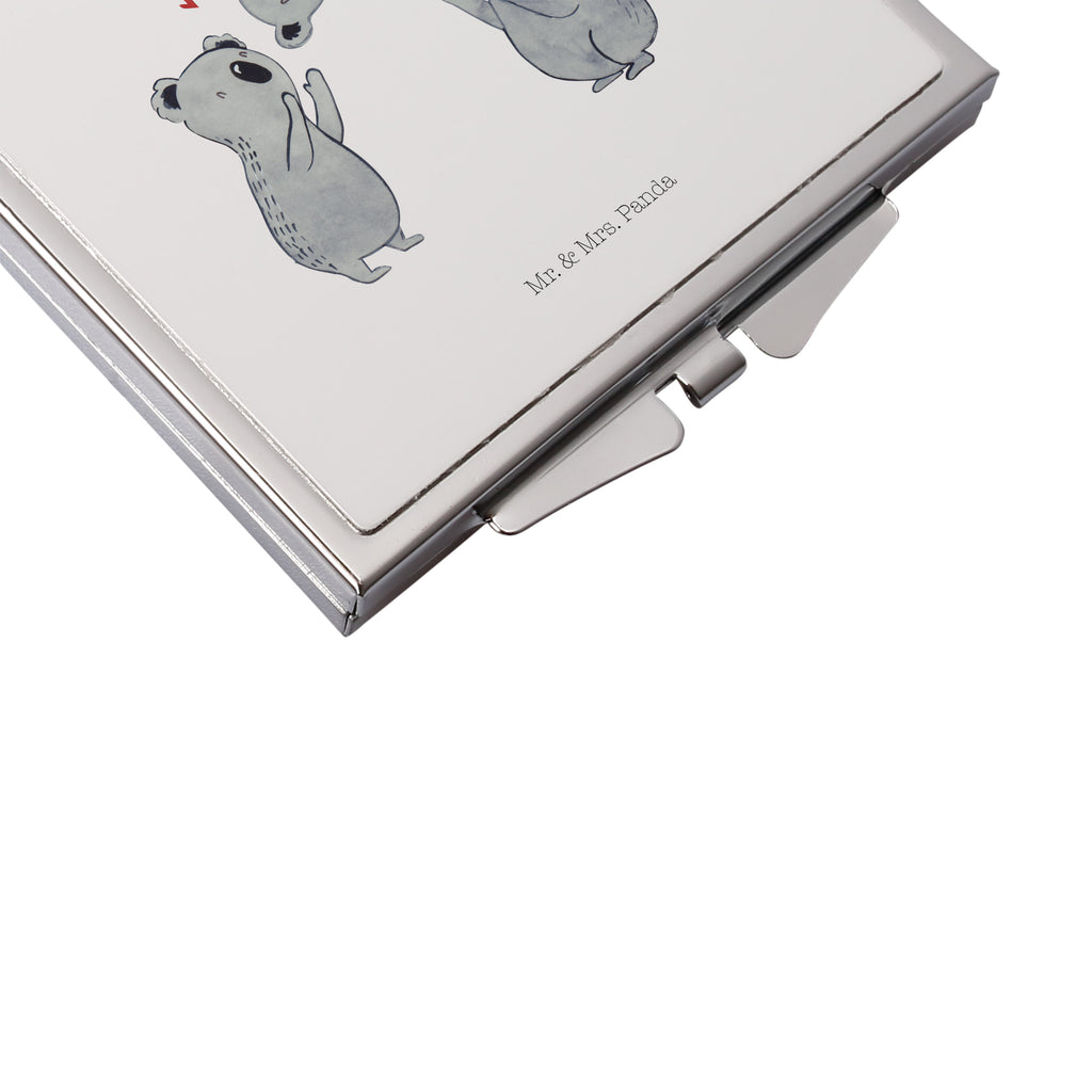Handtaschenspiegel quadratisch Koala Feiern Sich Spiegel, Handtasche, Quadrat, silber, schminken, Schminkspiegel, Geburtstag, Geburtstagsgeschenk, Geschenk, Koala, Familie, Kind, Eltern, Herz, Liebe