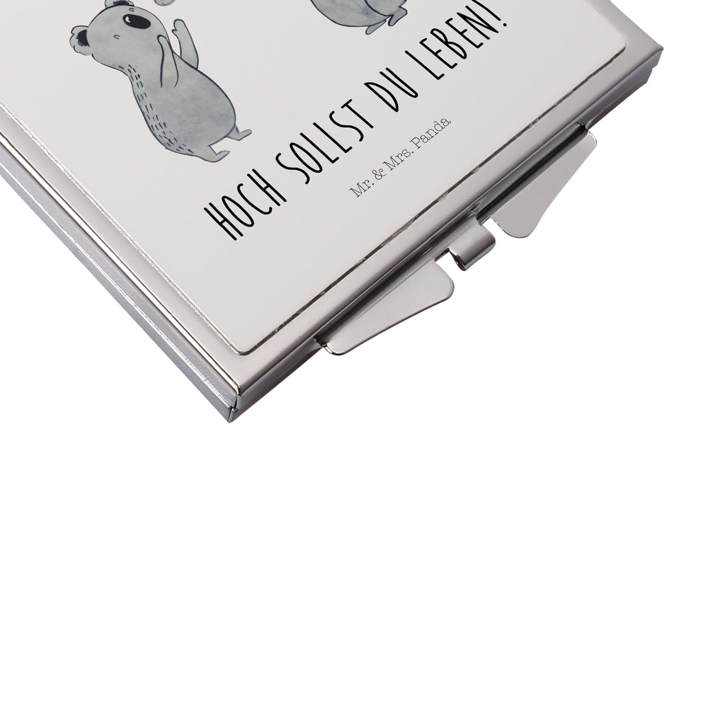 Handtaschenspiegel quadratisch Koala Feiern Sich Spiegel, Handtasche, Quadrat, silber, schminken, Schminkspiegel, Geburtstag, Geburtstagsgeschenk, Geschenk, Koala, Familie, Kind, Eltern, Herz, Liebe