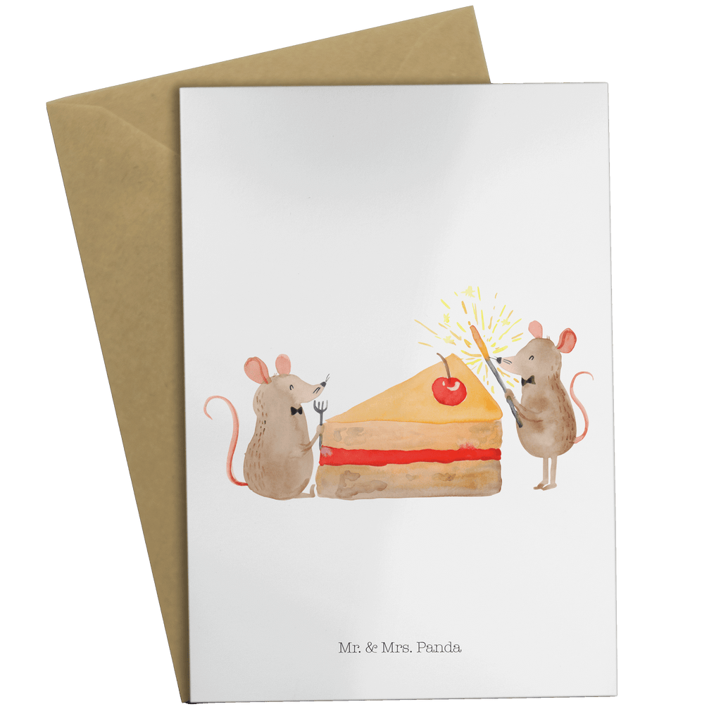 Grußkarte Mäuse Kuchen Klappkarte, Einladungskarte, Glückwunschkarte, Hochzeitskarte, Geburtstagskarte, Karte, Geburtstag, Geburtstagsgeschenk, Geschenk, Kuchen, Maus, Mäuse, Party, Leben, Glück