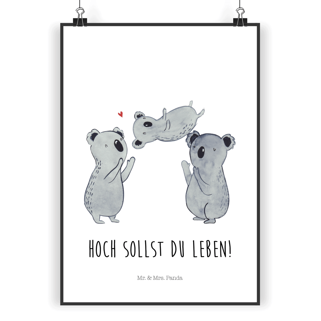 Poster Koala Feiern Sich Poster, Wandposter, Bild, Wanddeko, Küchenposter, Kinderposter, Wanddeko Bild, Raumdekoration, Wanddekoration, Handgemaltes Poster, Mr. & Mrs. Panda Poster, Designposter, Kunstdruck, Posterdruck, Geburtstag, Geburtstagsgeschenk, Geschenk, Koala, Familie, Kind, Eltern, Herz, Liebe