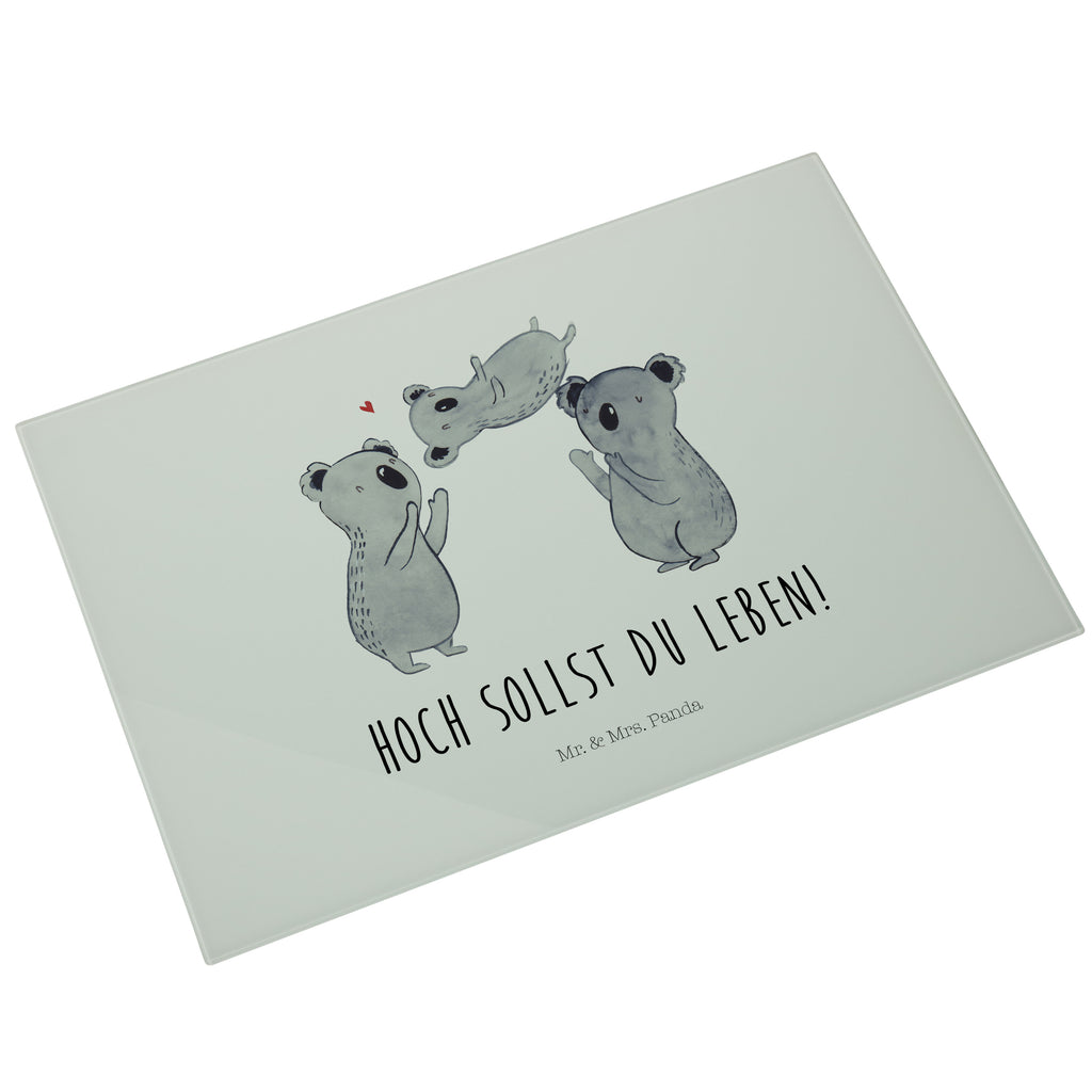 XL Glas Schneidbrett Koala Feiern Sich Glasschneidebrett, Schneidebrett, Frühstücksbrett, Küche, Geburtstag, Geburtstagsgeschenk, Geschenk, Koala, Familie, Kind, Eltern, Herz, Liebe