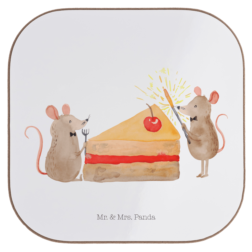Quadratische Untersetzer Mäuse Kuchen Bierdeckel, Glasuntersetzer, Untersetzer Gläser, Getränkeuntersetzer, Geburtstag, Geburtstagsgeschenk, Geschenk, Kuchen, Maus, Mäuse, Party, Leben, Glück