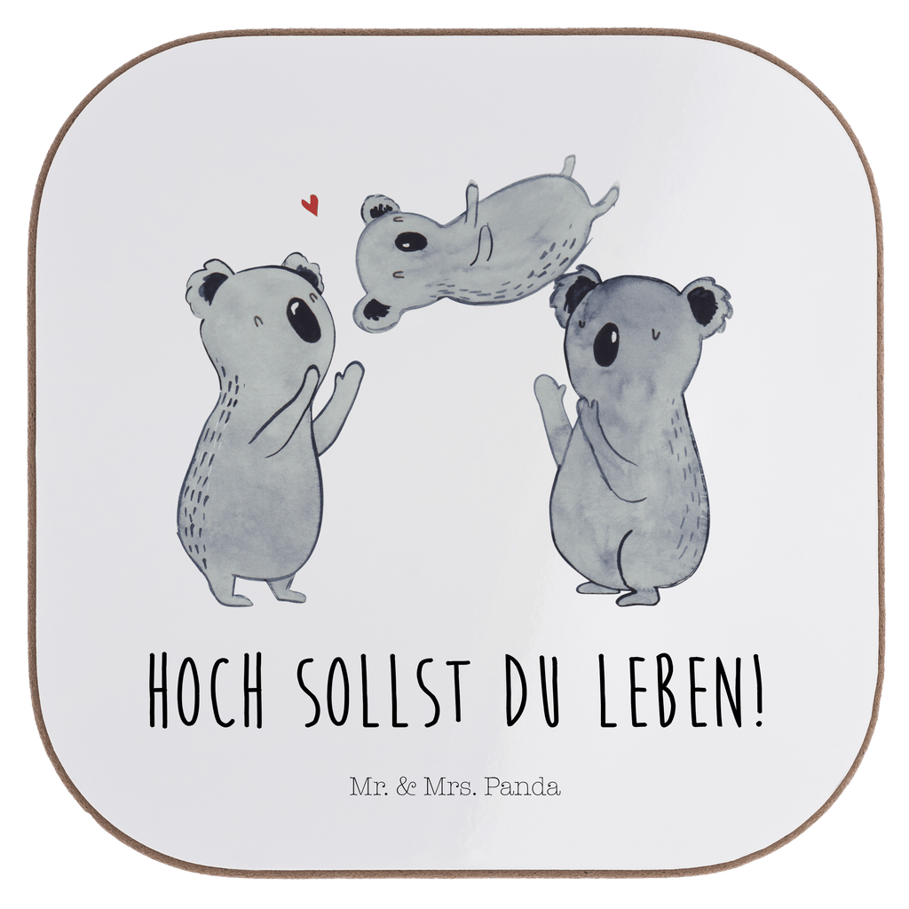 Quadratische Untersetzer Koala Feiern Sich Bierdeckel, Glasuntersetzer, Untersetzer Gläser, Getränkeuntersetzer, Geburtstag, Geburtstagsgeschenk, Geschenk, Koala, Familie, Kind, Eltern, Herz, Liebe
