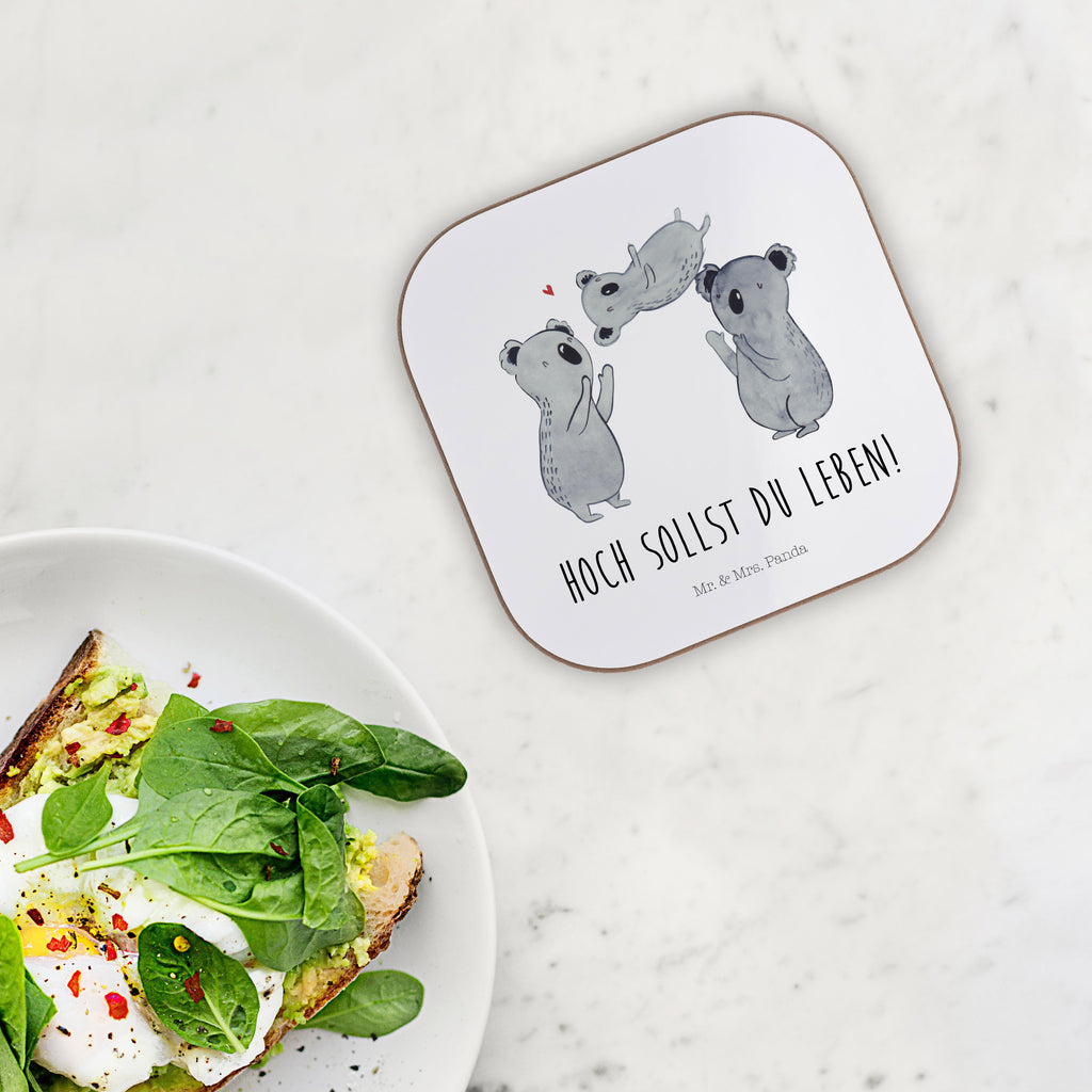 Quadratische Untersetzer Koala Feiern Sich Bierdeckel, Glasuntersetzer, Untersetzer Gläser, Getränkeuntersetzer, Geburtstag, Geburtstagsgeschenk, Geschenk, Koala, Familie, Kind, Eltern, Herz, Liebe